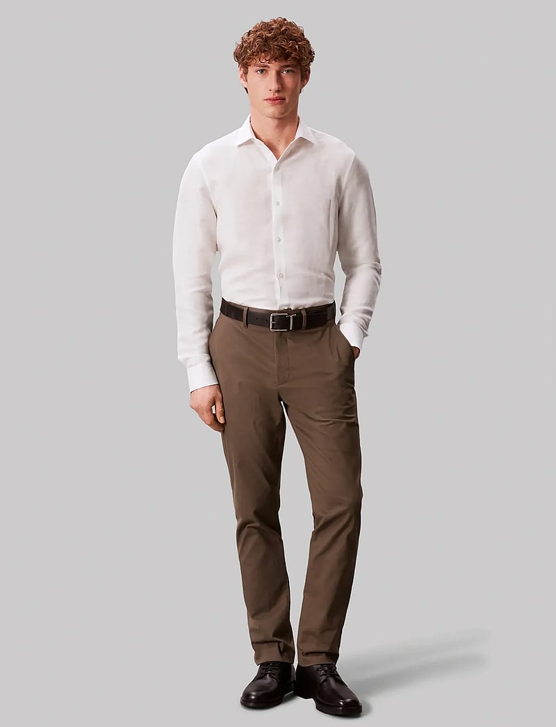 Calvin Klein - SLIM REF LINEN BLD SLD - kostymskjortor - white - 4