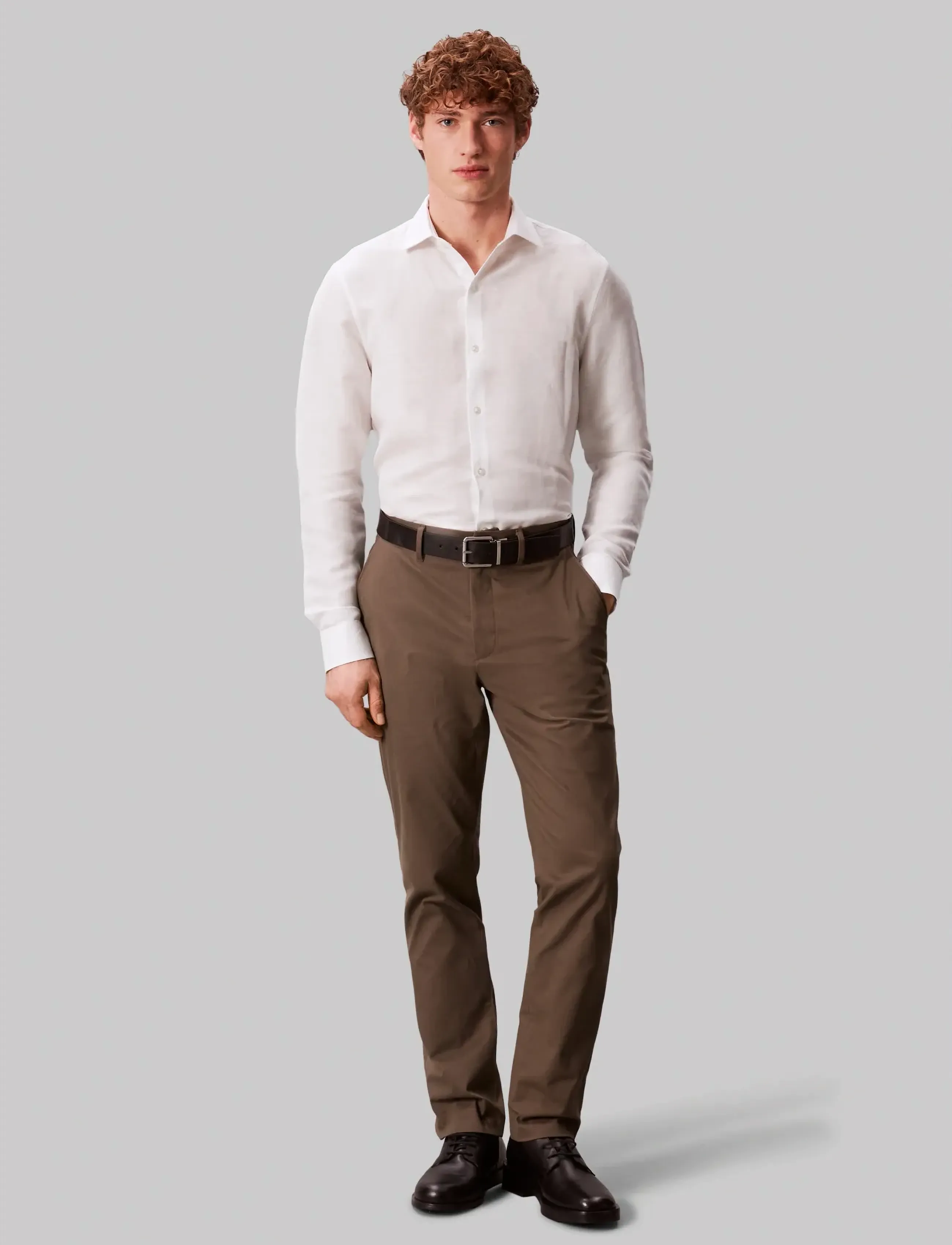 Calvin Klein - SLIM REF LINEN BLD SLD - formal shirts - white - 4