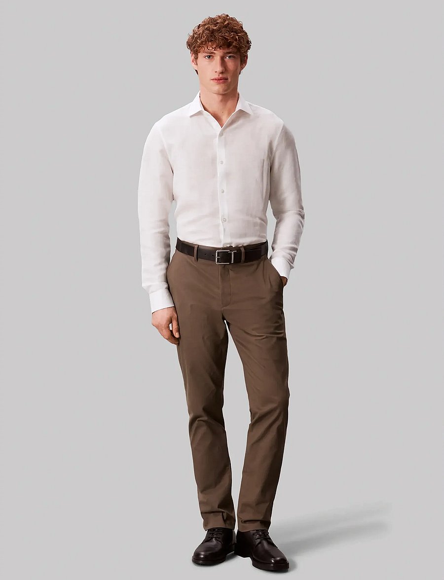Calvin Klein - SLIM REF LINEN BLD SLD - formelle hemden - white - 4