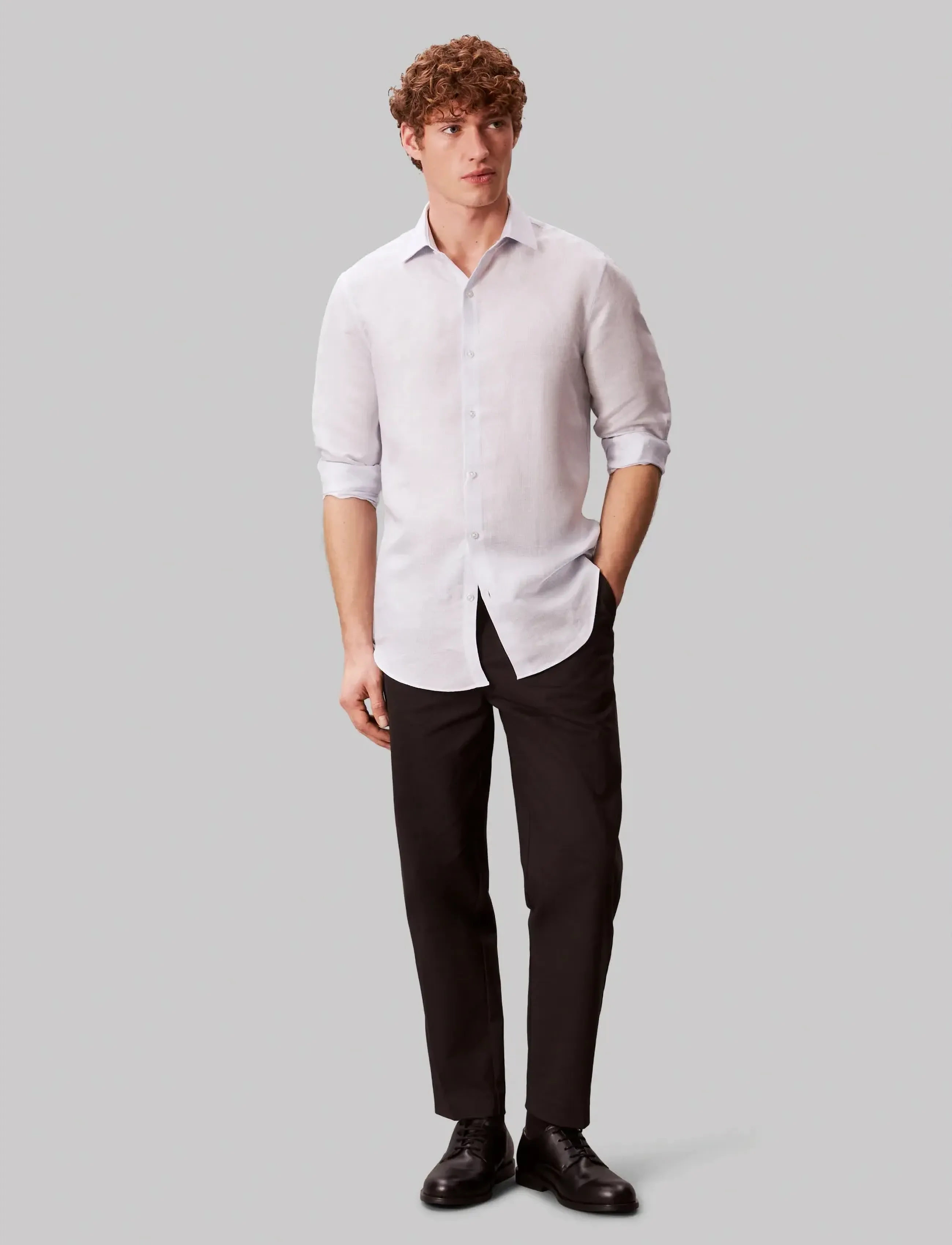 Calvin Klein - SLIM REF LINEN BLD STP - business skjorter - blue multi - 3