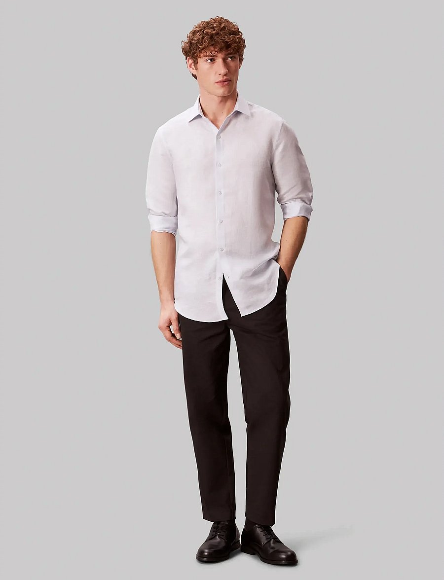 Calvin Klein - SLIM REF LINEN BLD STP - ametlikud särgid - blue multi - 3