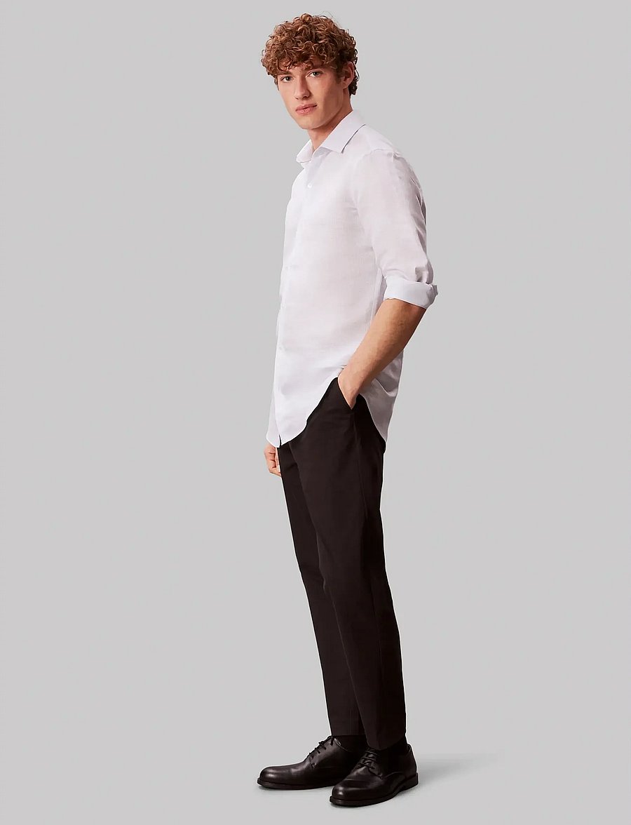 Calvin Klein - SLIM REF LINEN BLD STP - ametlikud särgid - blue multi - 4
