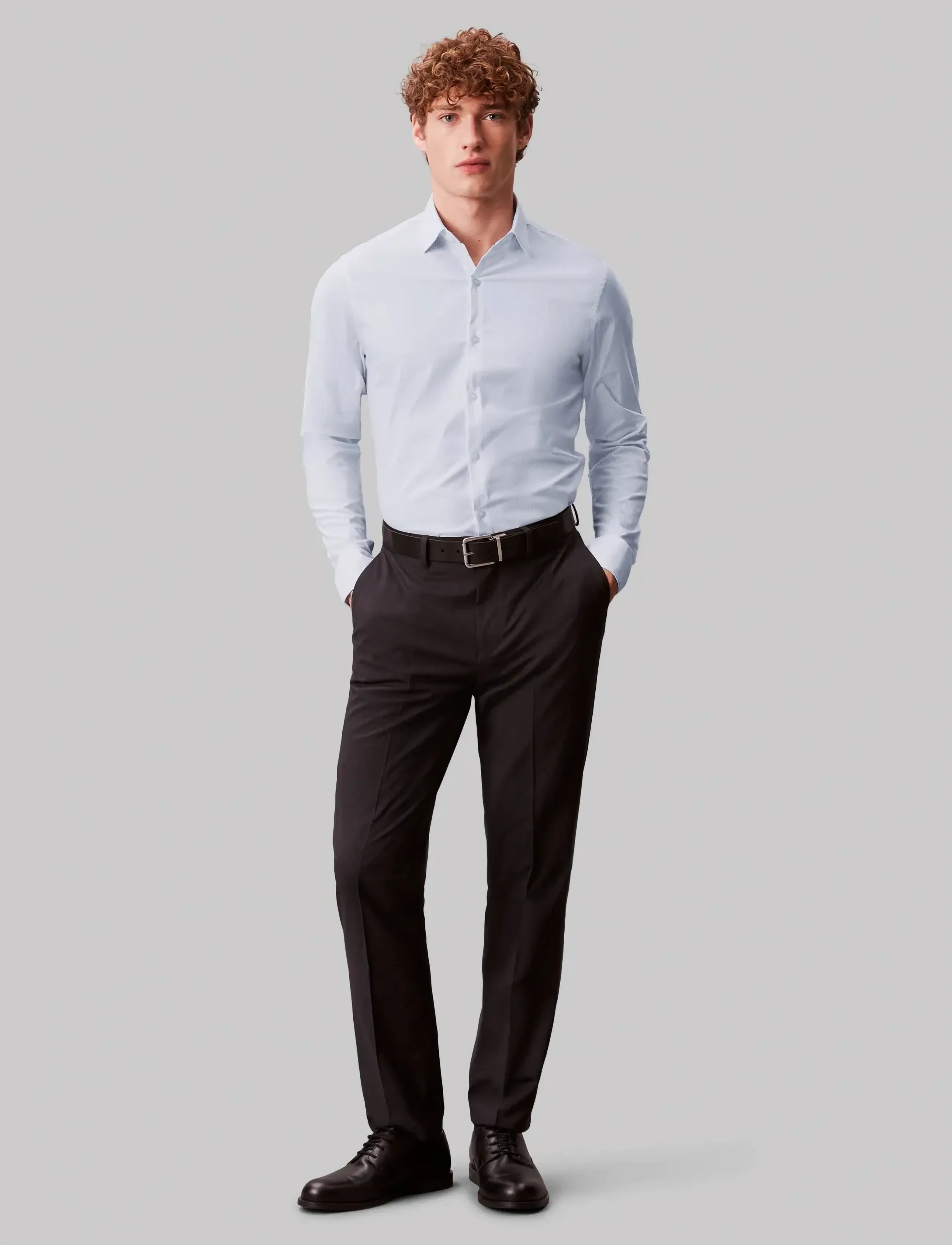 Calvin Klein SLIM UNTK KINETIC STR PRT - Skjorter - STREAM / blue