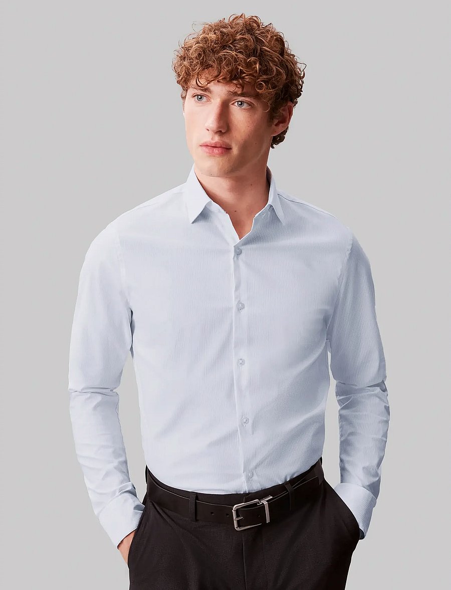 Calvin Klein - SLIM UNTK KINETIC STR PRT - gestreifte hemden - stream - 4