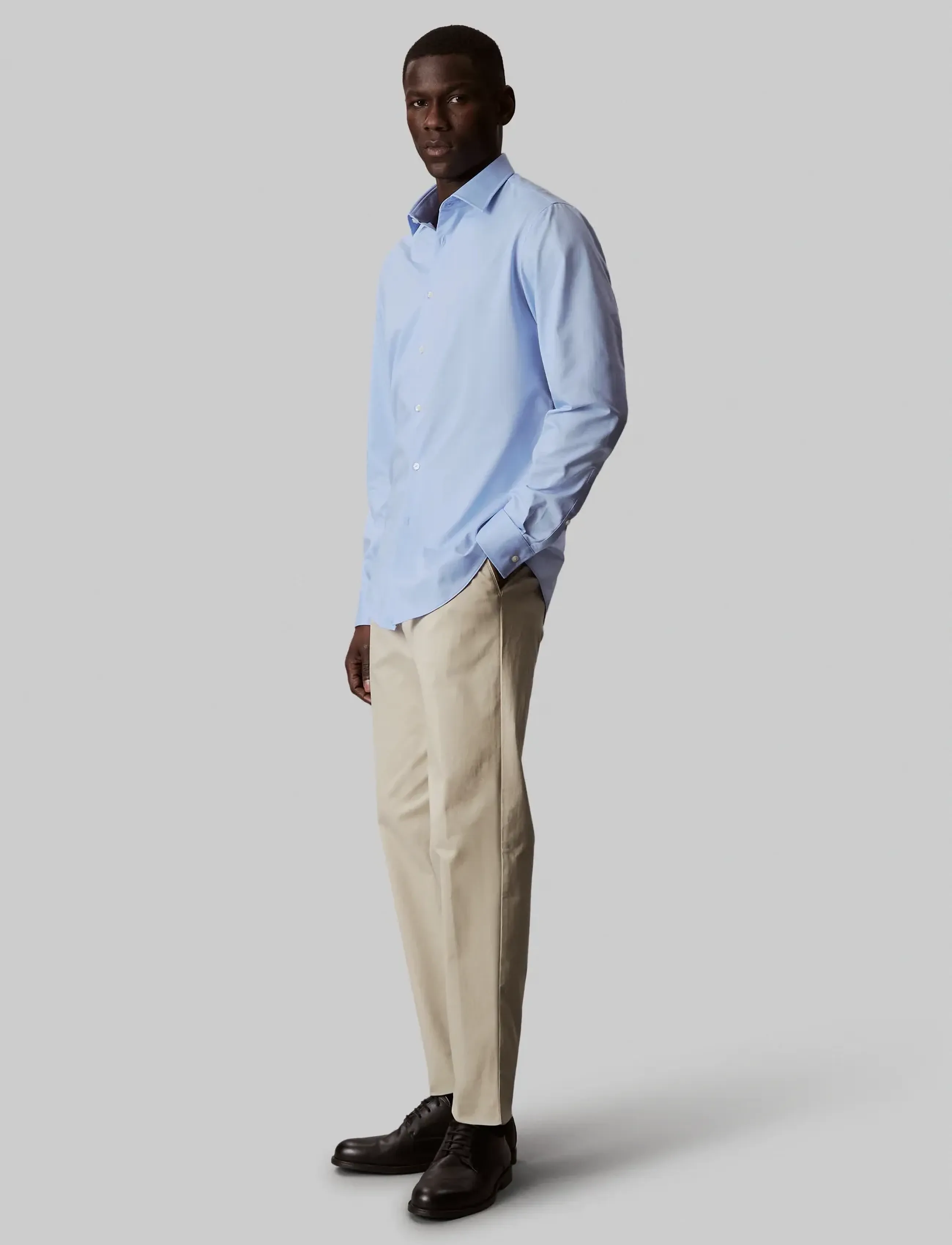 Calvin Klein - SLIM REF KNIT SLD - ametlikud särgid - blue - 3