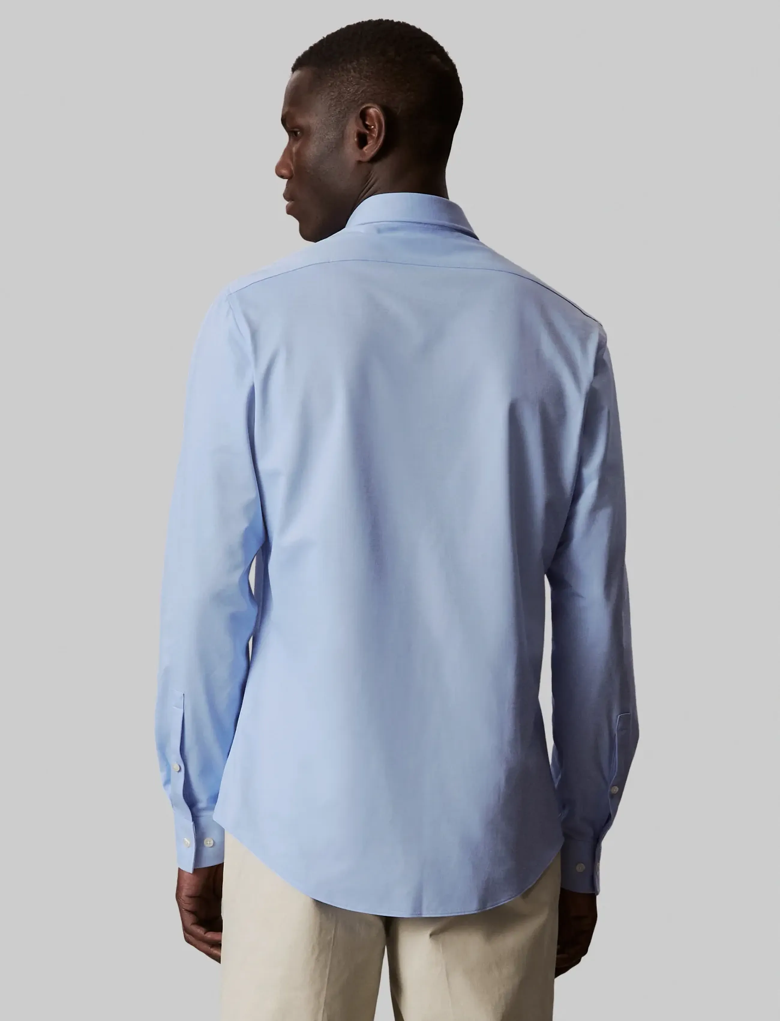 Calvin Klein Slim Ref Knit Sld, 39, Blue, Skjorter > Business Shirts, Herre