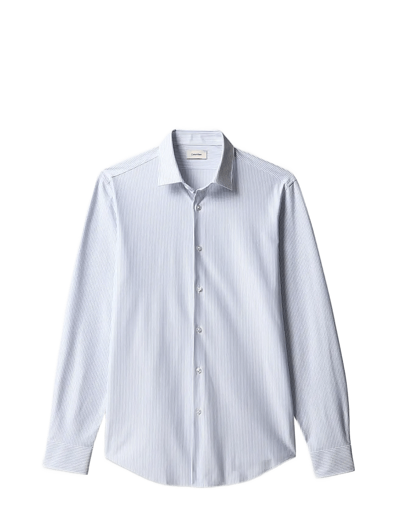 Calvin Klein - SLIM REF KNIT STP - stribede skjorter - blue - 2