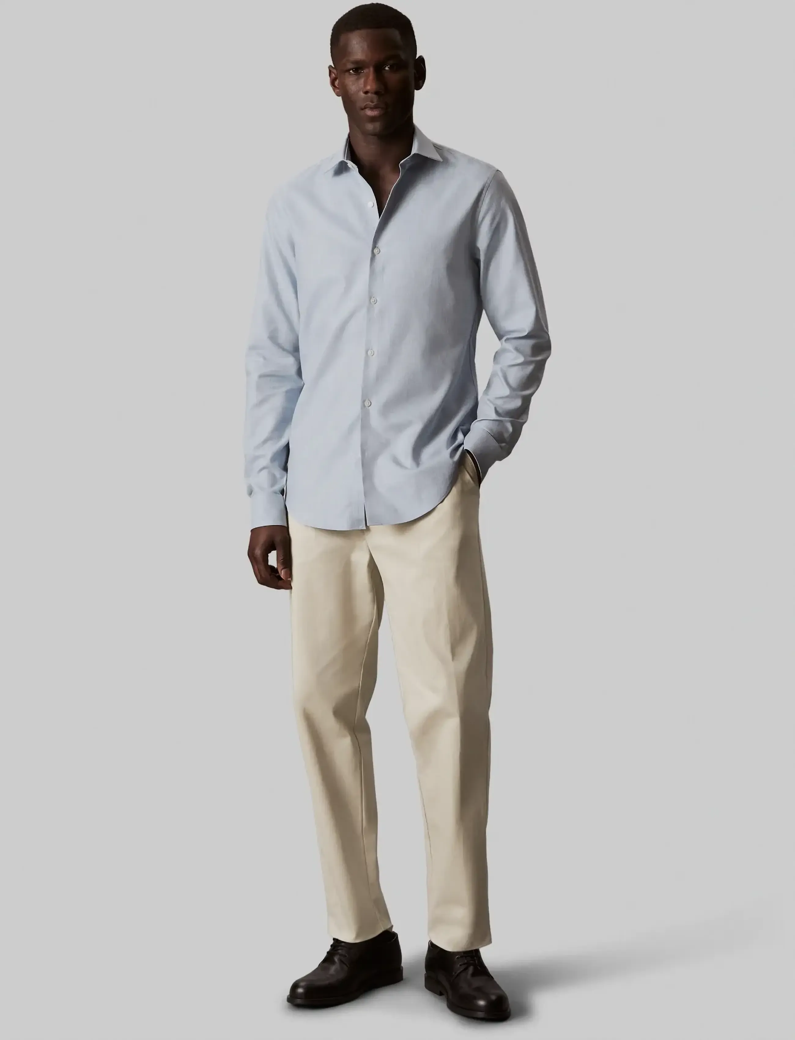Calvin Klein - SLIM SFT MELANGE CMFT SLD - formelle hemden - blue - 4
