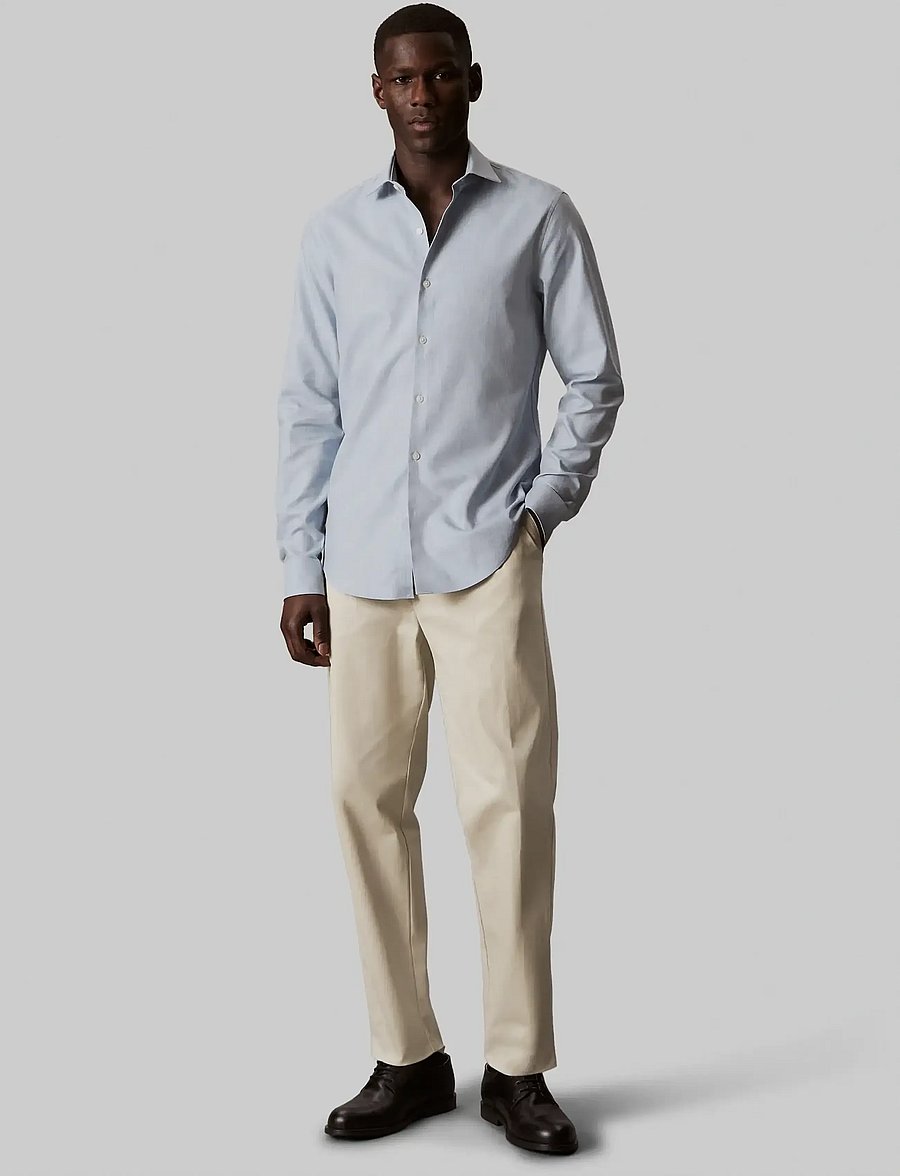Calvin Klein - SLIM SFT MELANGE CMFT SLD - formelle hemden - blue - 4