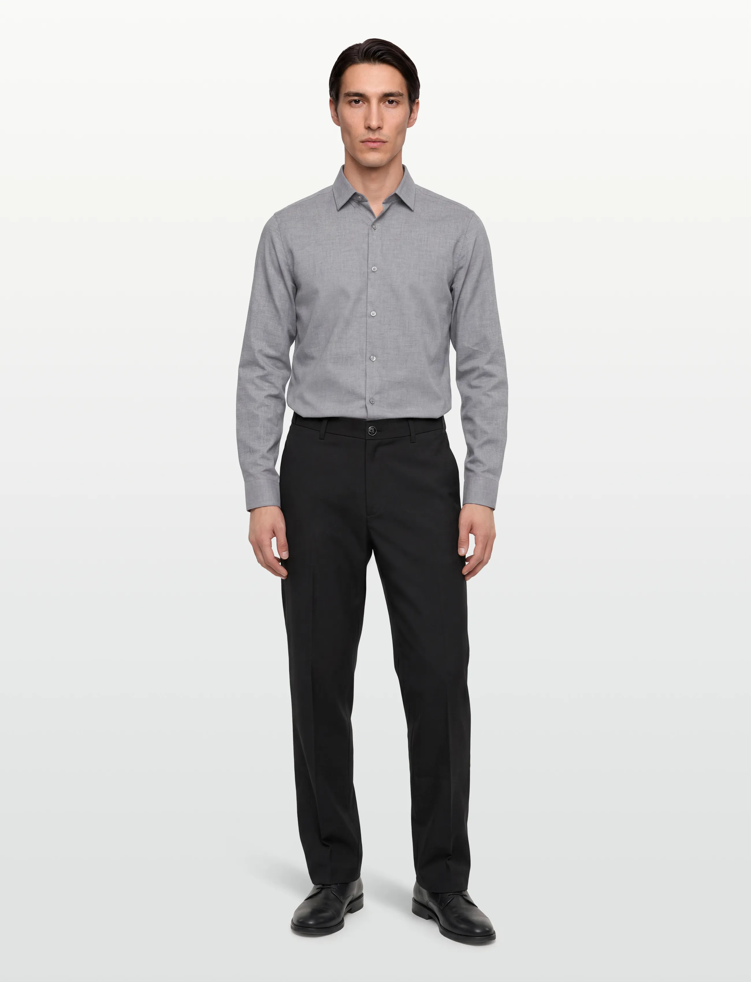Calvin Klein SLIM SFT MELANGE CMFT SLD - Pidulikud särgid - GREY / grey