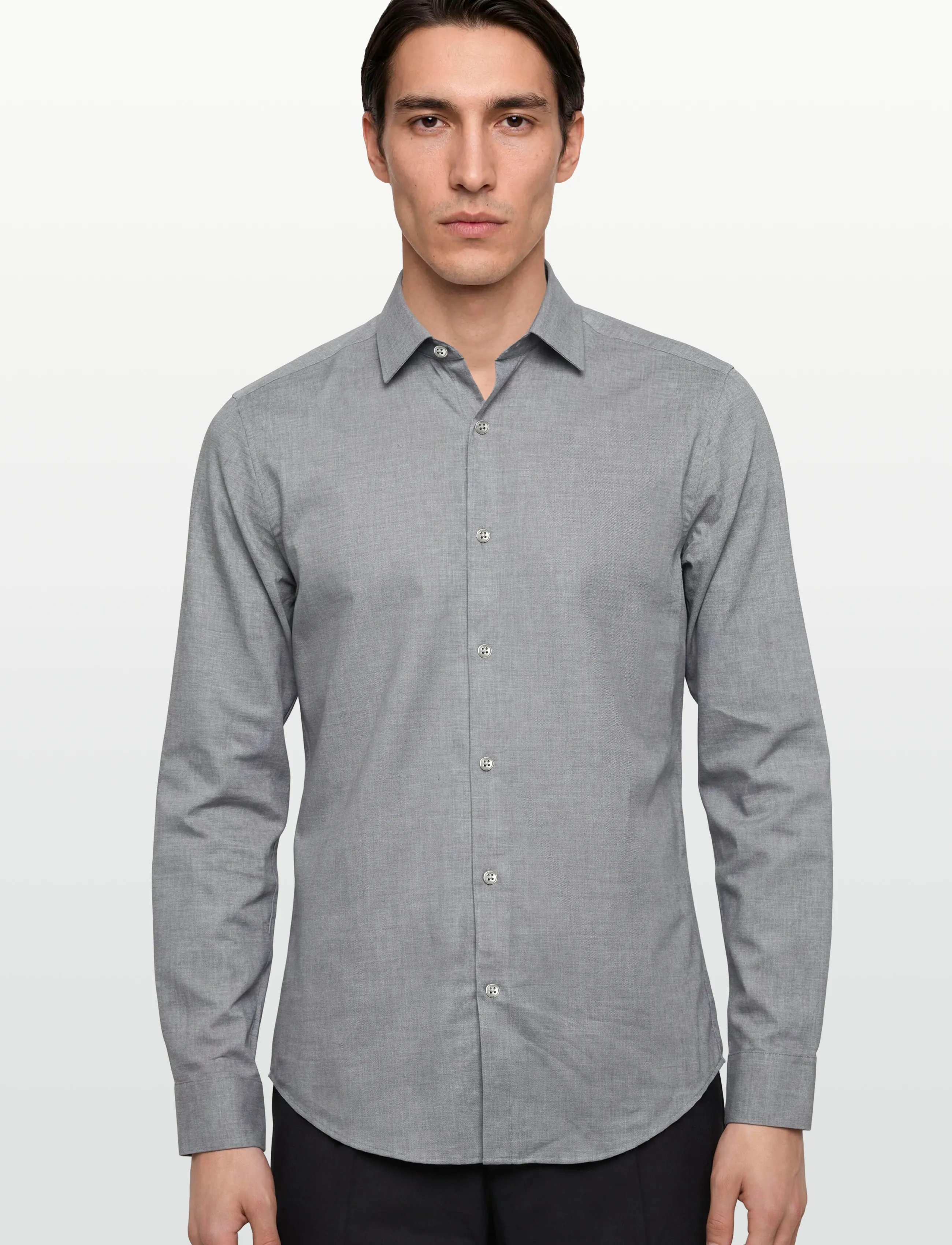 Calvin Klein - SLIM SFT MELANGE CMFT SLD - formelle hemden - grey - 3