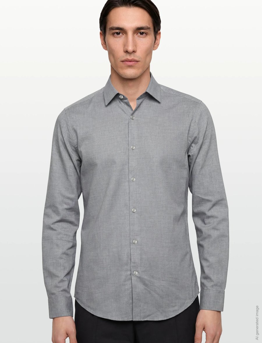 Calvin Klein - SLIM SFT MELANGE CMFT SLD - formelle hemden - grey - 3