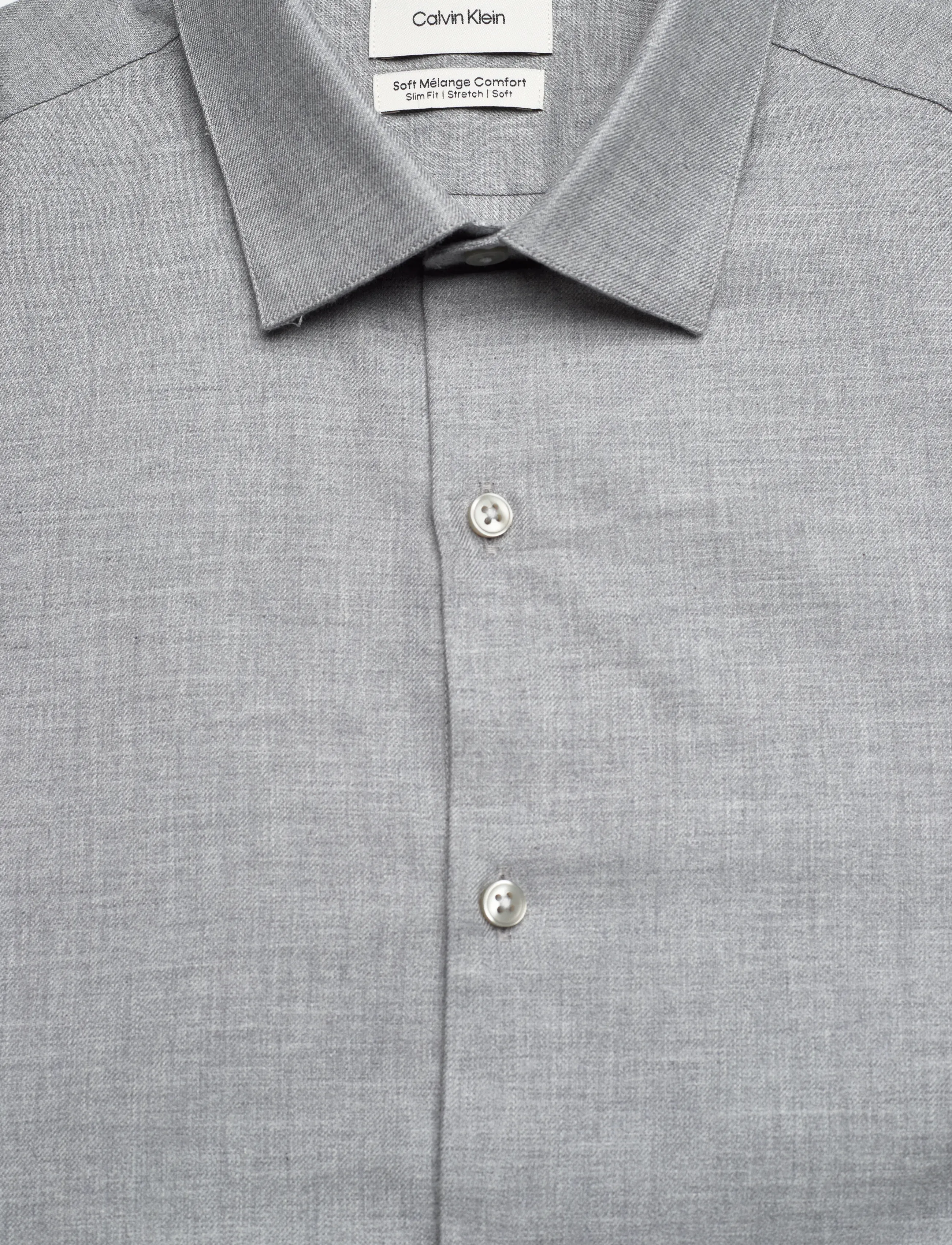 Calvin Klein - SLIM SFT MELANGE CMFT SLD - kostymskjortor - grey - 2