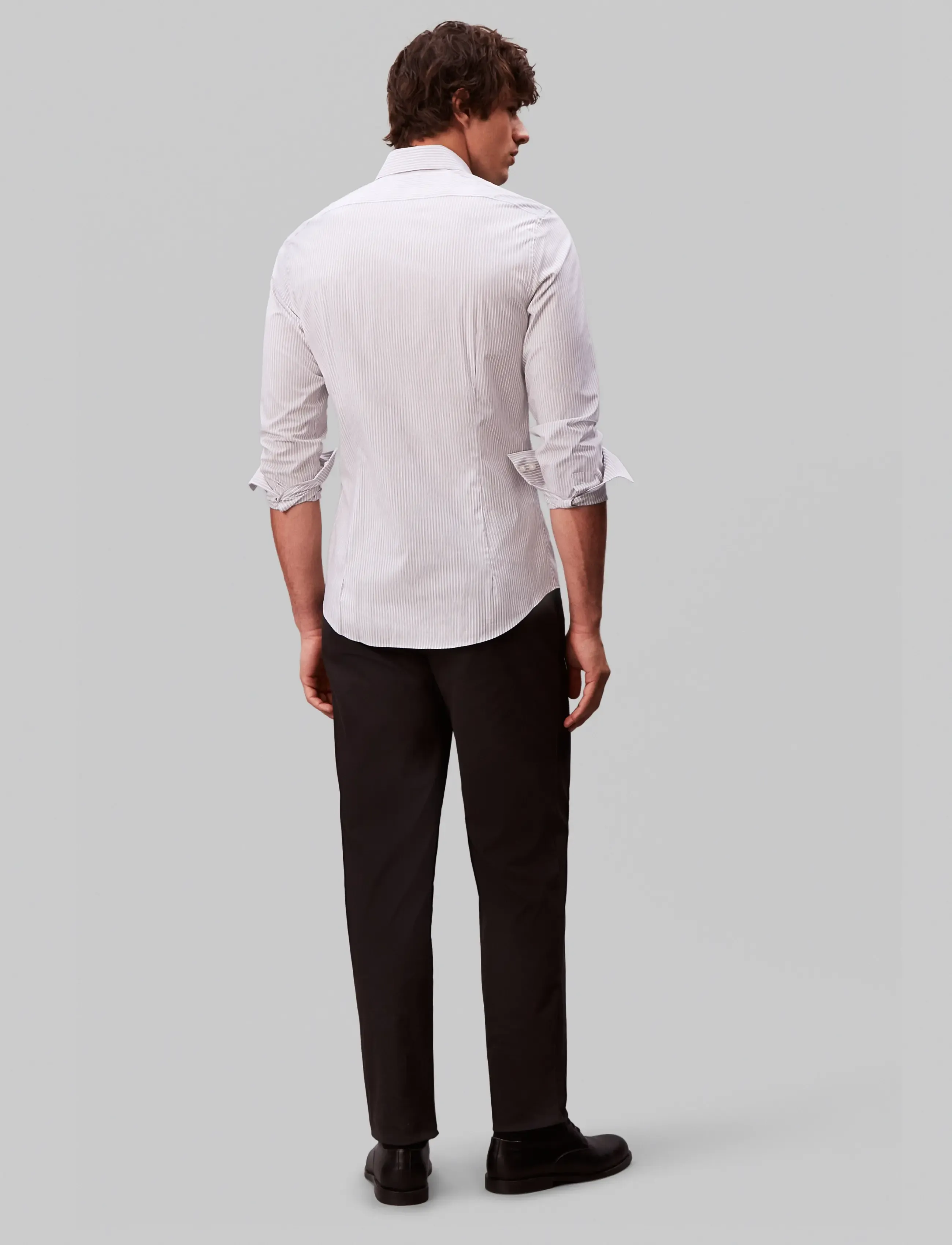Calvin Klein - SLIM ESNTL POPLIN STR STP - gestreifte hemden - gray - 4