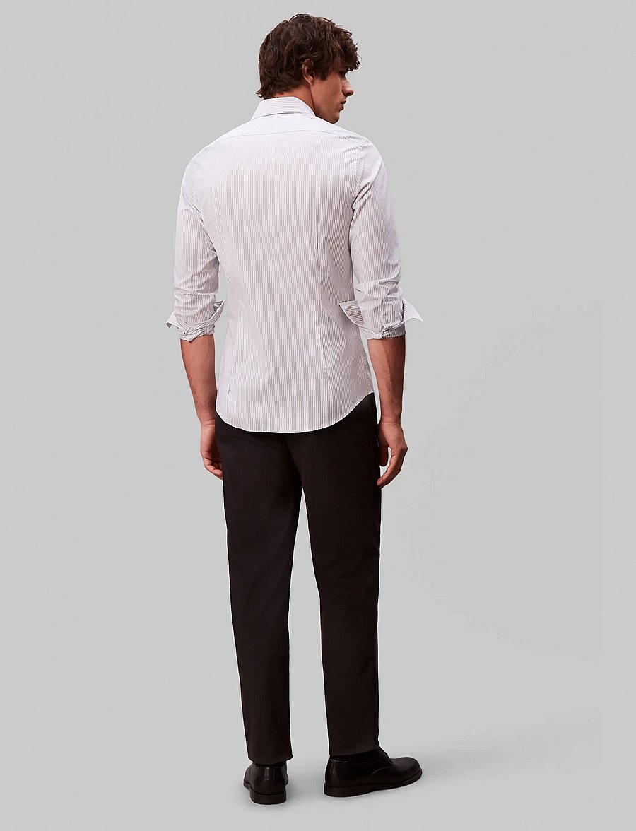 Calvin Klein - SLIM ESNTL POPLIN STR STP - gestreifte hemden - gray - 4
