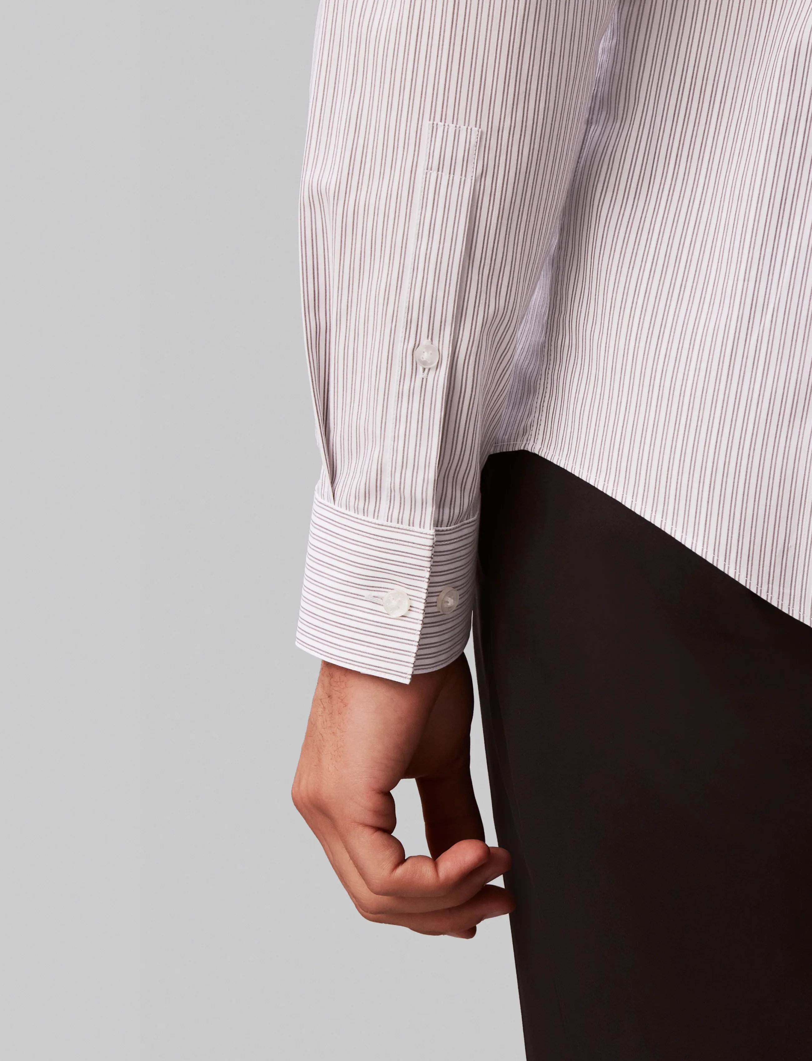 Calvin Klein - SLIM ESNTL POPLIN STR STP - gestreifte hemden - gray - 5