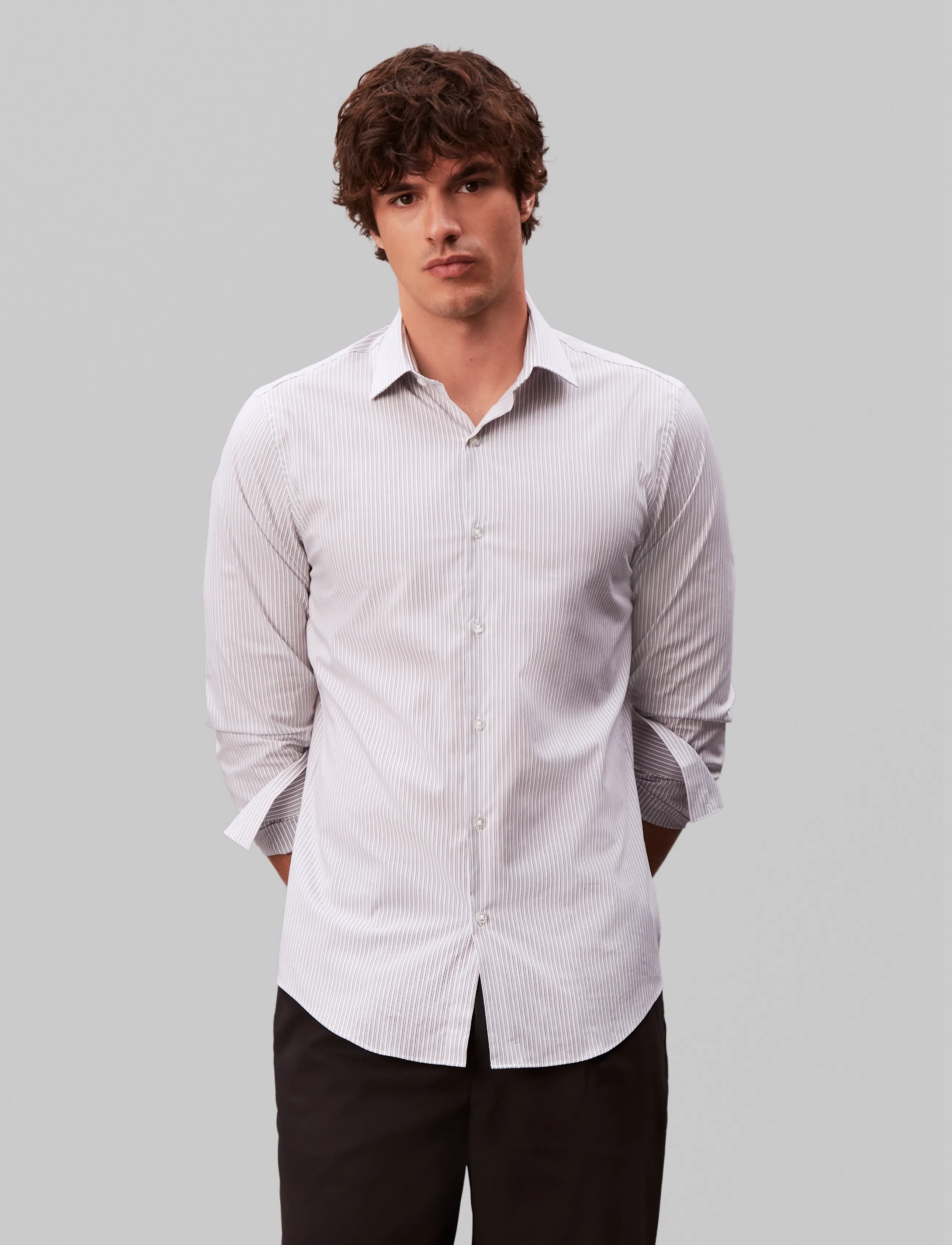 Calvin Klein Slim Esntl Poplin Str Stp kostymskjortor herr – bild 6