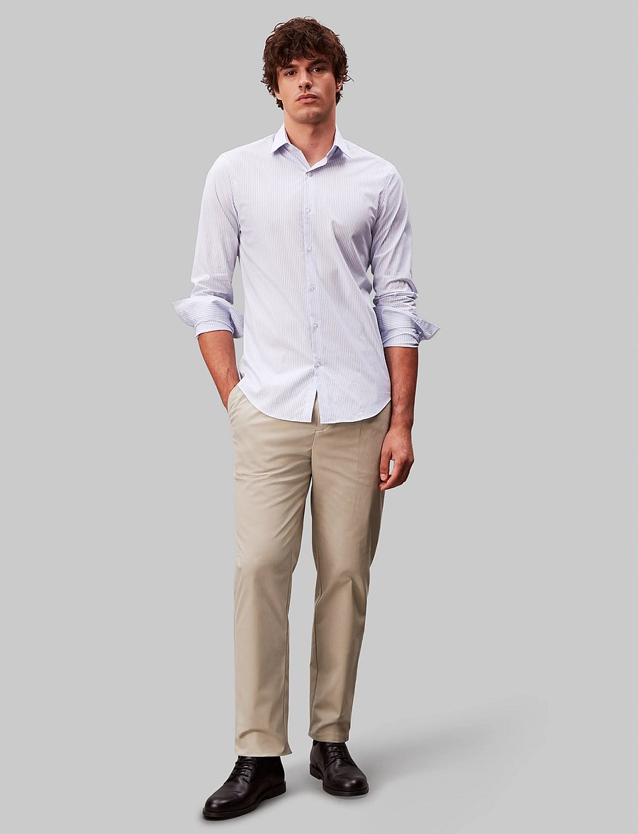 Calvin Klein - SLIM ESNTL POPLIN STR STP - gestreifte hemden - light blue - 3