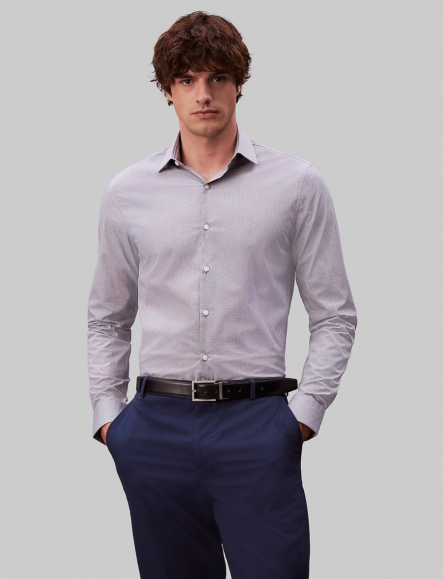 Calvin Klein - SLIM ESNTL POPLIN STR SLD - gestreifte hemden - crown blue - 0