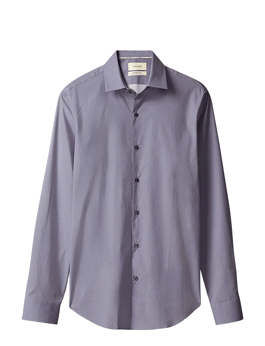 Calvin Klein - SLIM ESNTL POPLIN STR PRT - mönstrade skjortor - crown blue - 1