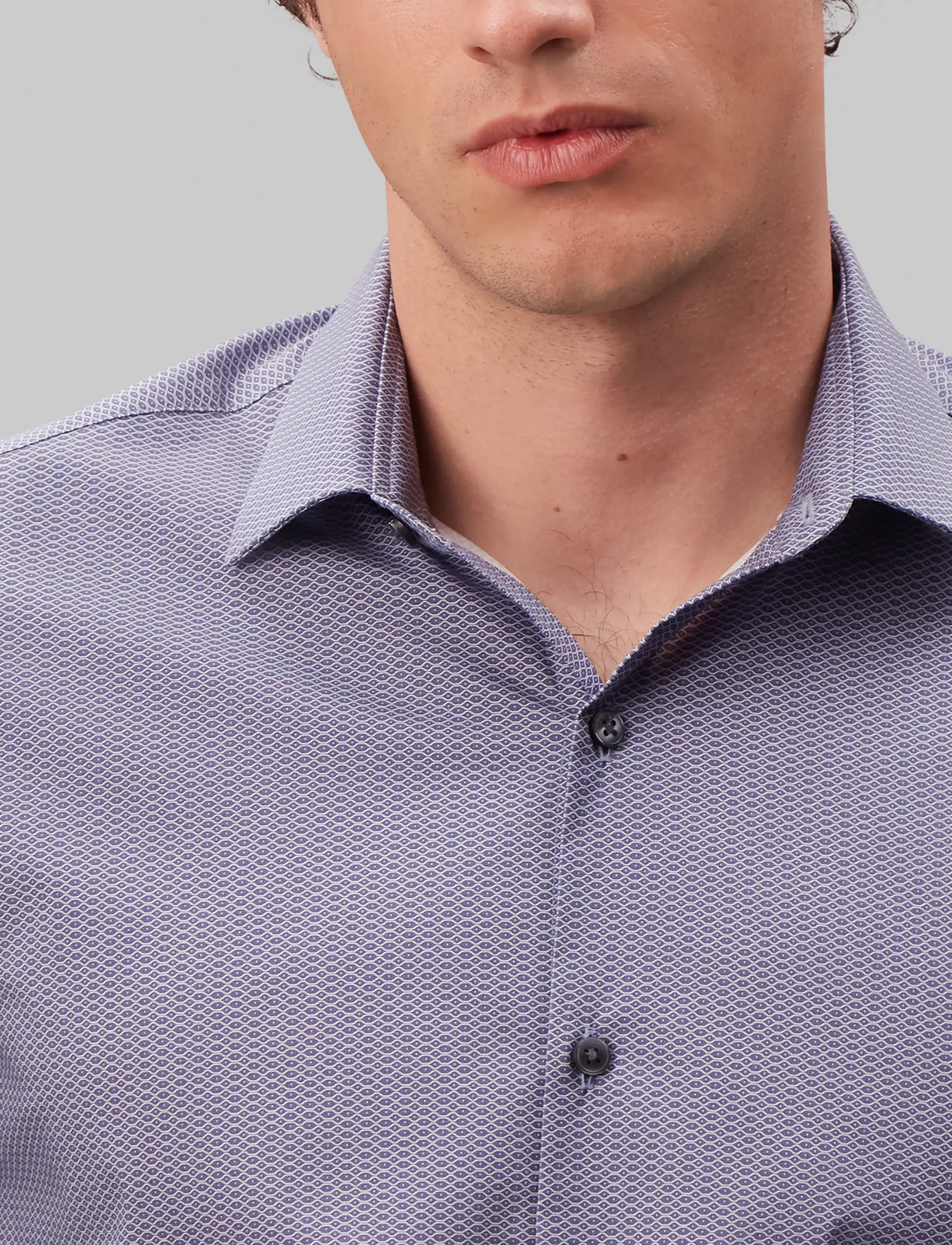 Calvin Klein - SLIM ESNTL POPLIN STR PRT - mönstrade skjortor - crown blue - 4