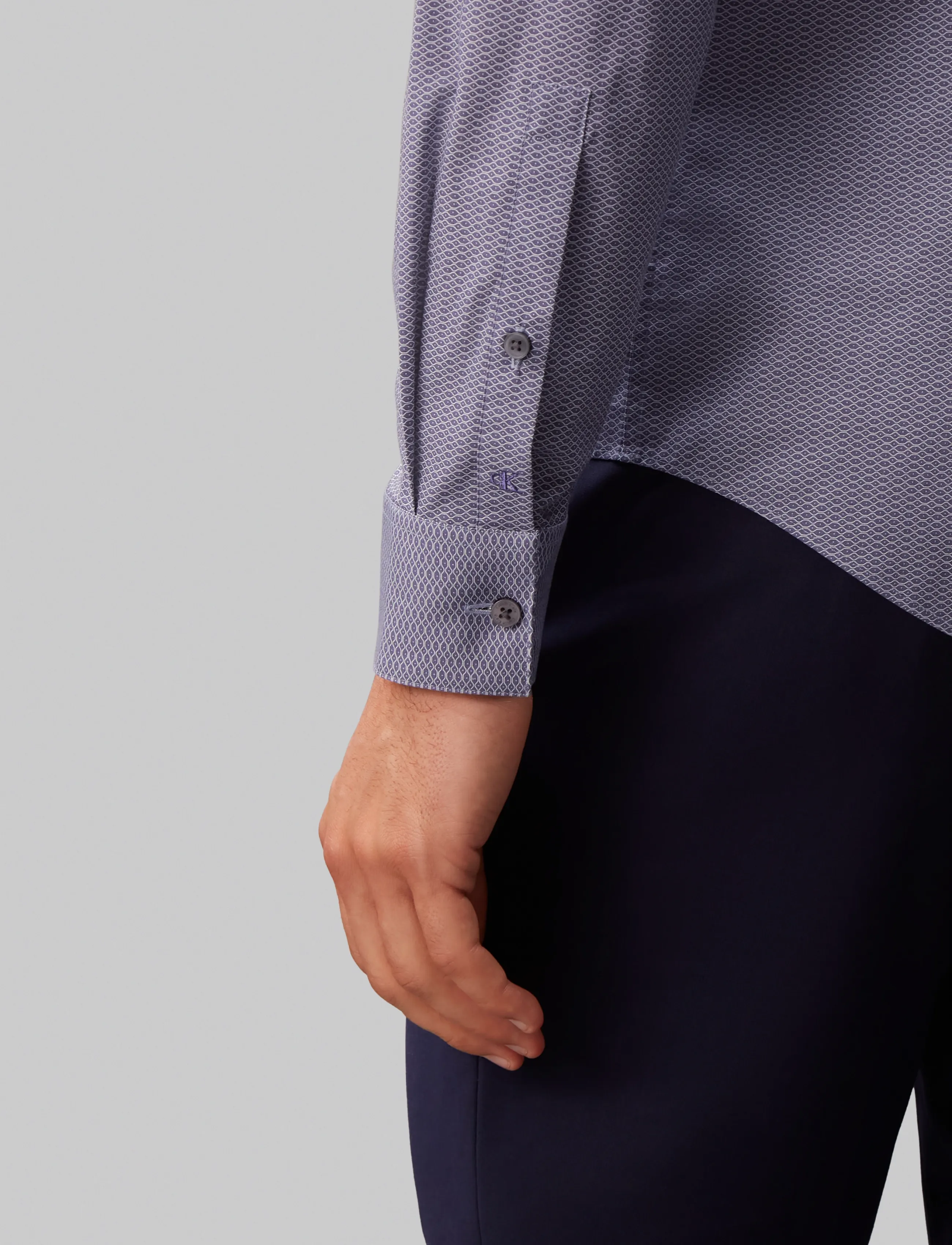 Calvin Klein - SLIM ESNTL POPLIN STR PRT - mönstrade skjortor - crown blue - 5