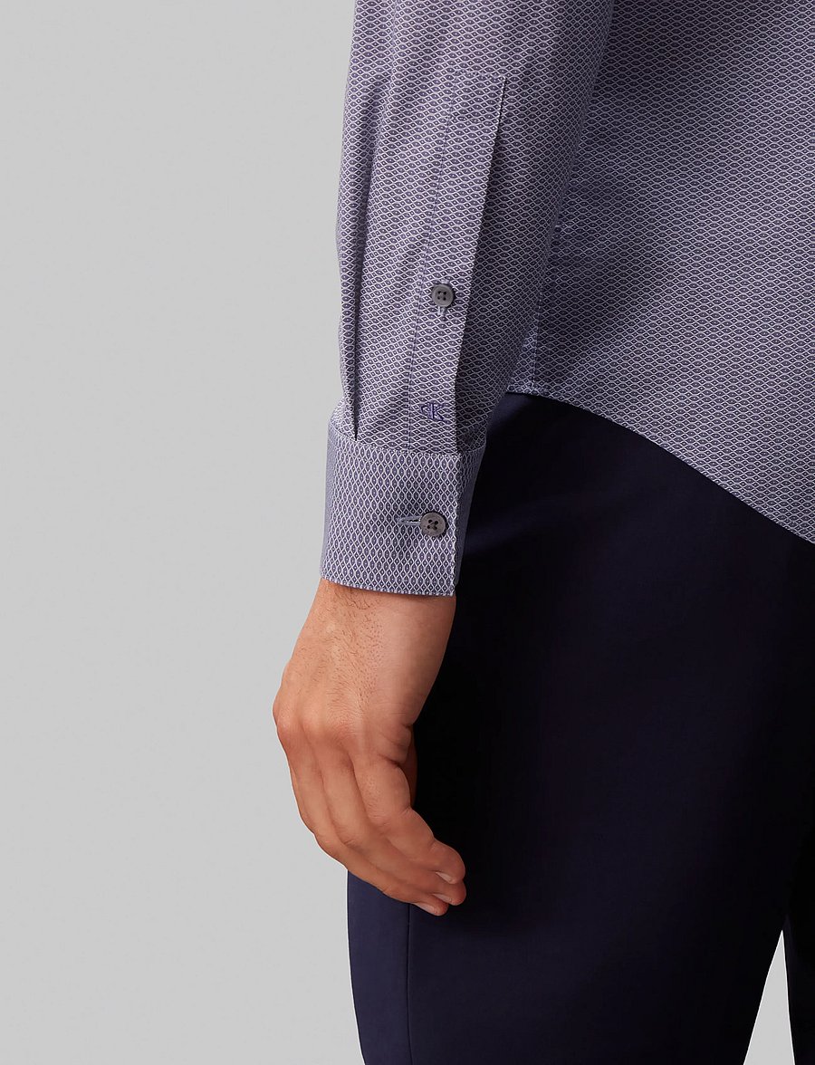 Calvin Klein - SLIM ESNTL POPLIN STR PRT - mönstrade skjortor - crown blue - 5