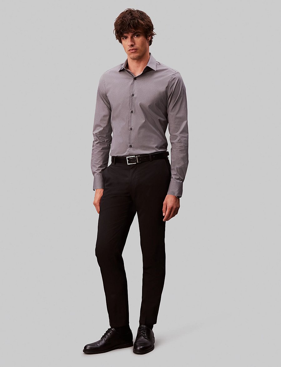 Calvin Klein - SLIM ESNTL POPLIN STR PRT - mønstrede skjorter - magnet - 0