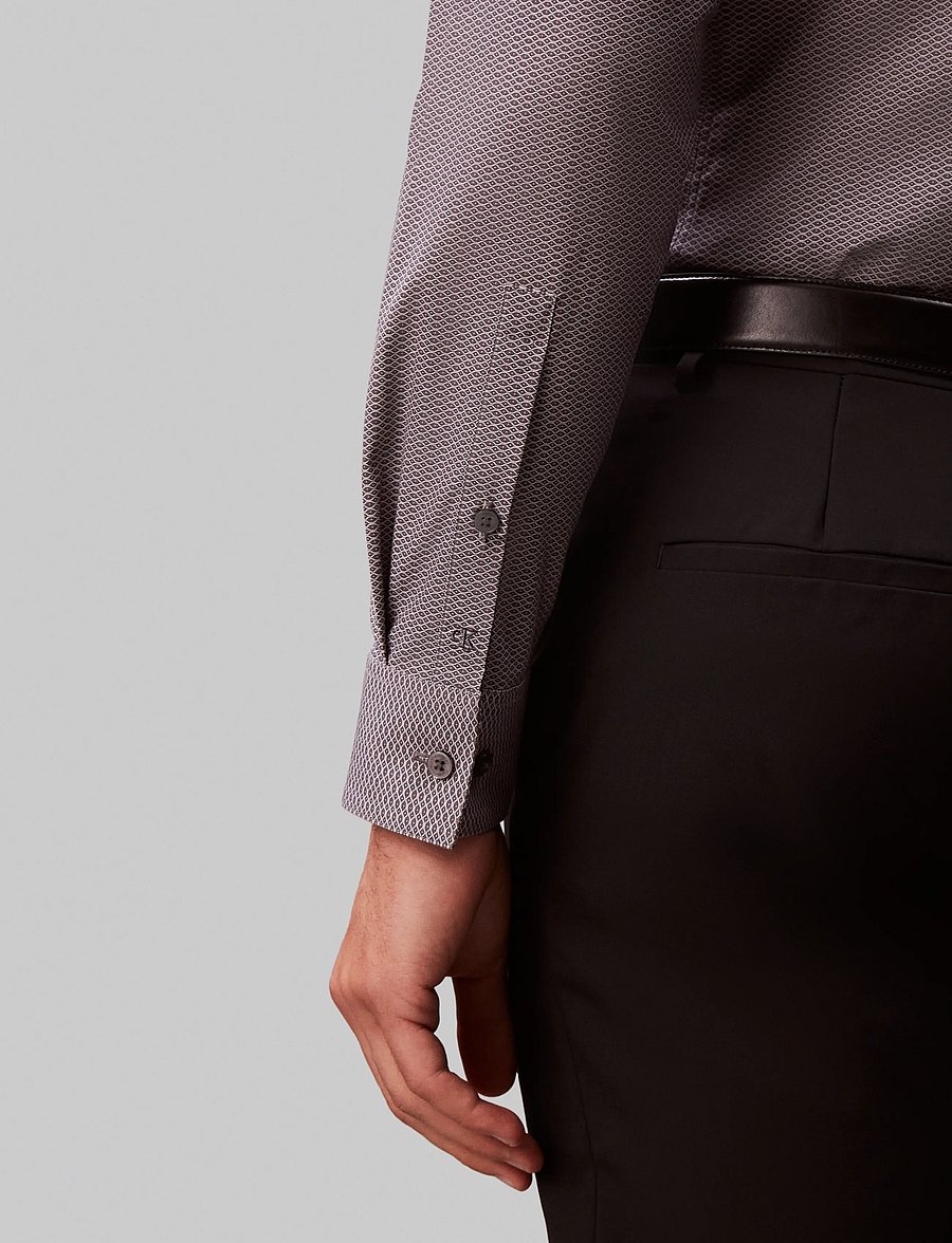 Calvin Klein - SLIM ESNTL POPLIN STR PRT - mønstrede skjorter - magnet - 5