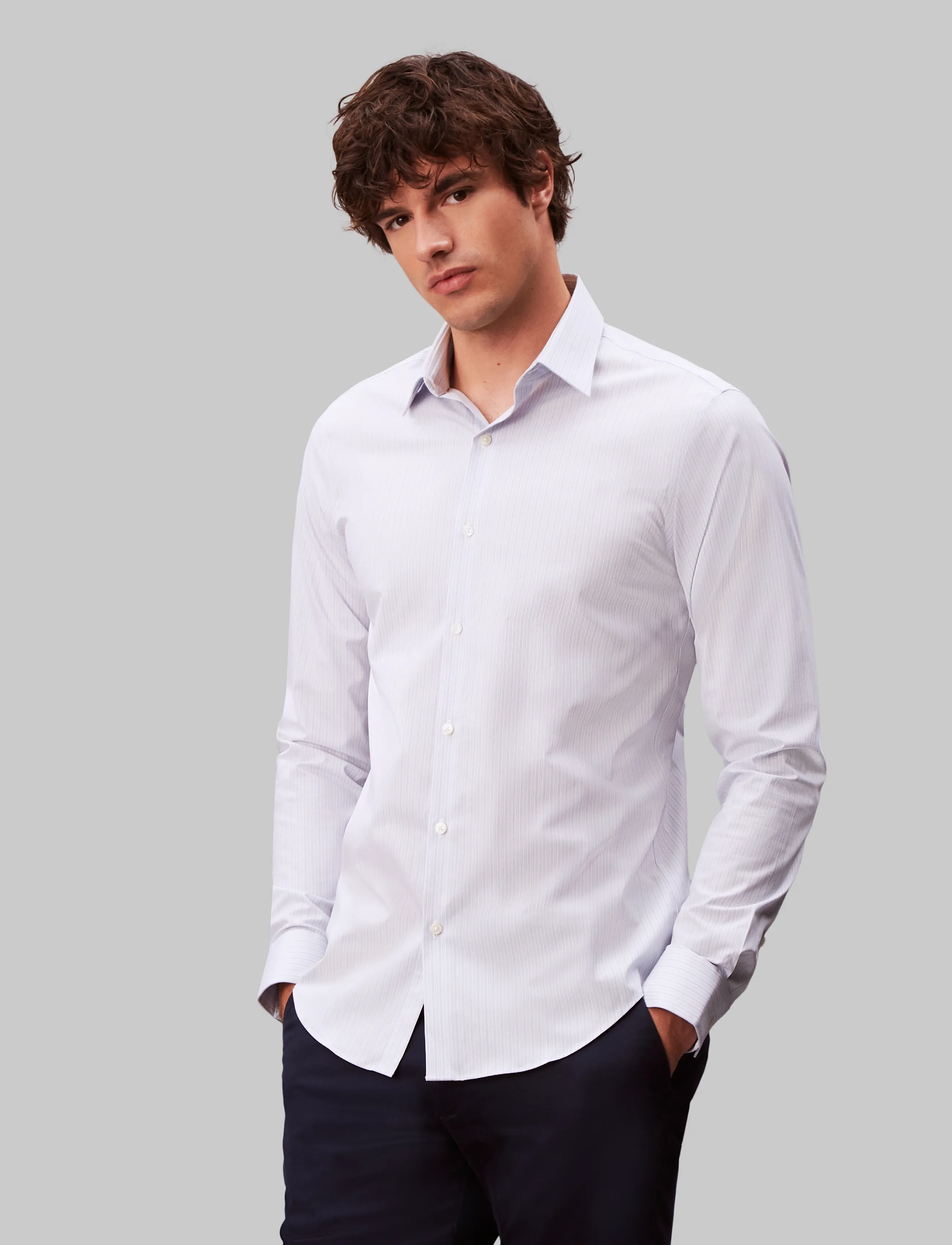 Calvin Klein SLIM PERF NI STR STP - Skjorter - BLUE MULTI / blue