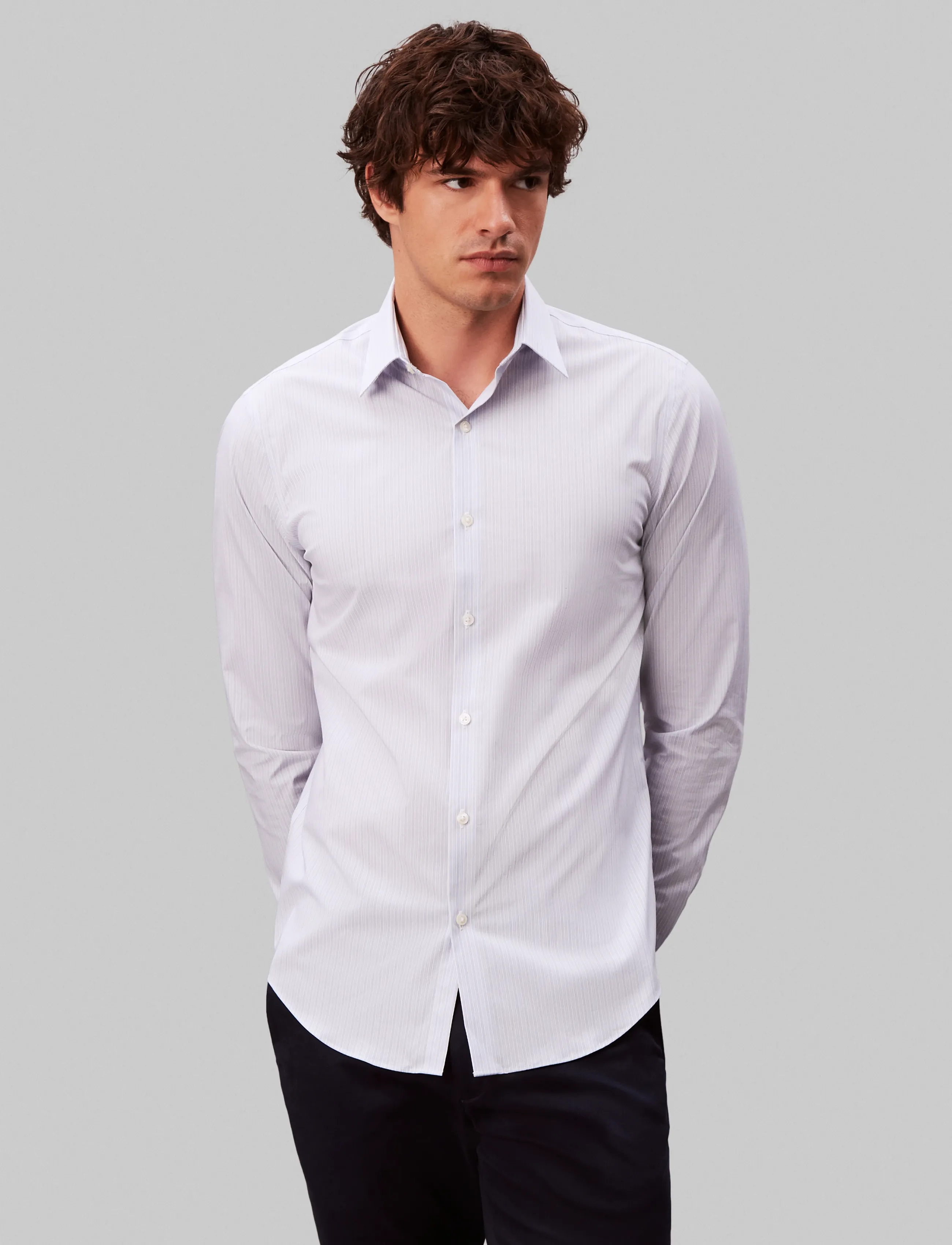 Calvin Klein - SLIM PERF NI STR STP - formelle skjorter - blue multi - 4