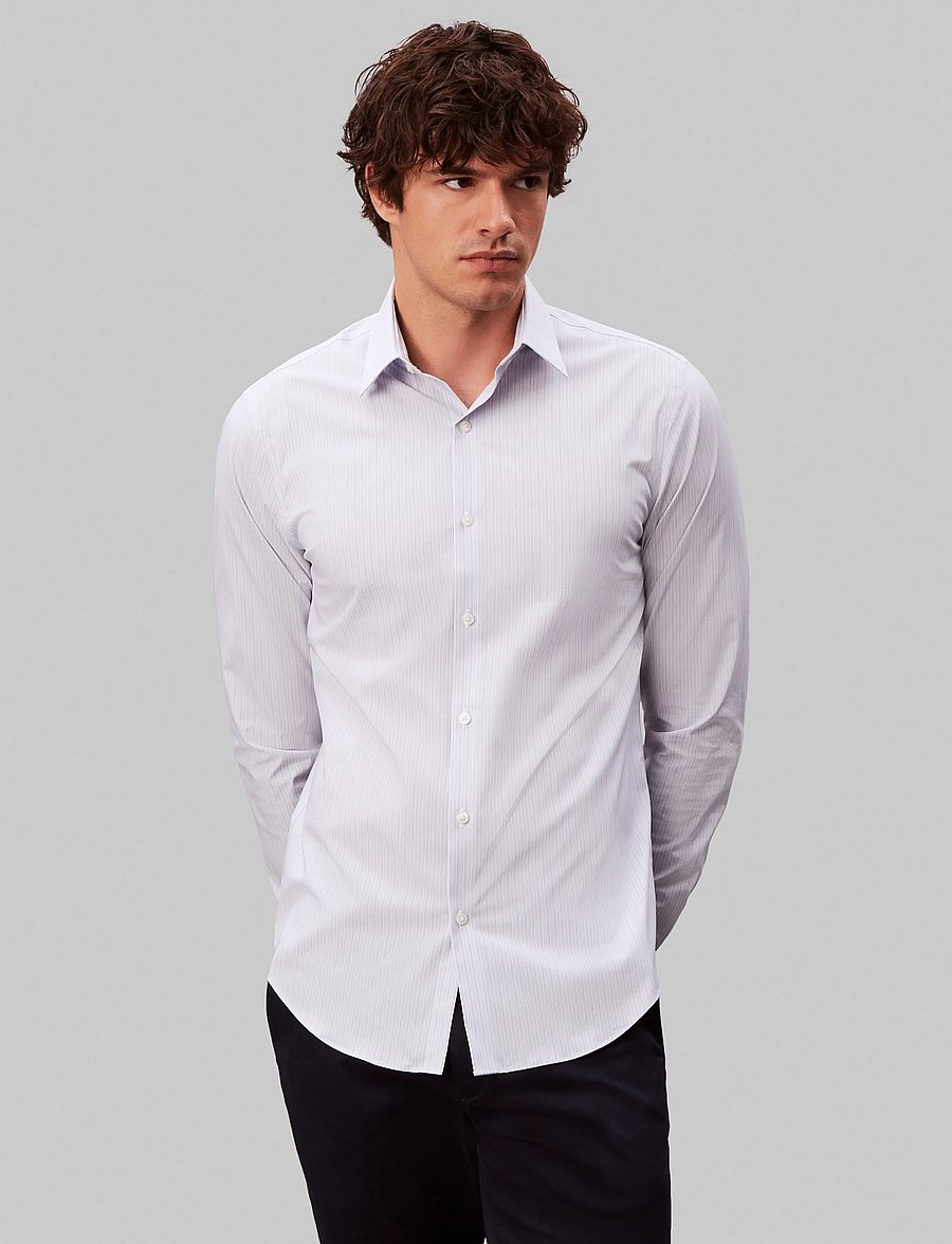 Calvin Klein - SLIM PERF NI STR STP - formelle skjorter - blue multi - 4