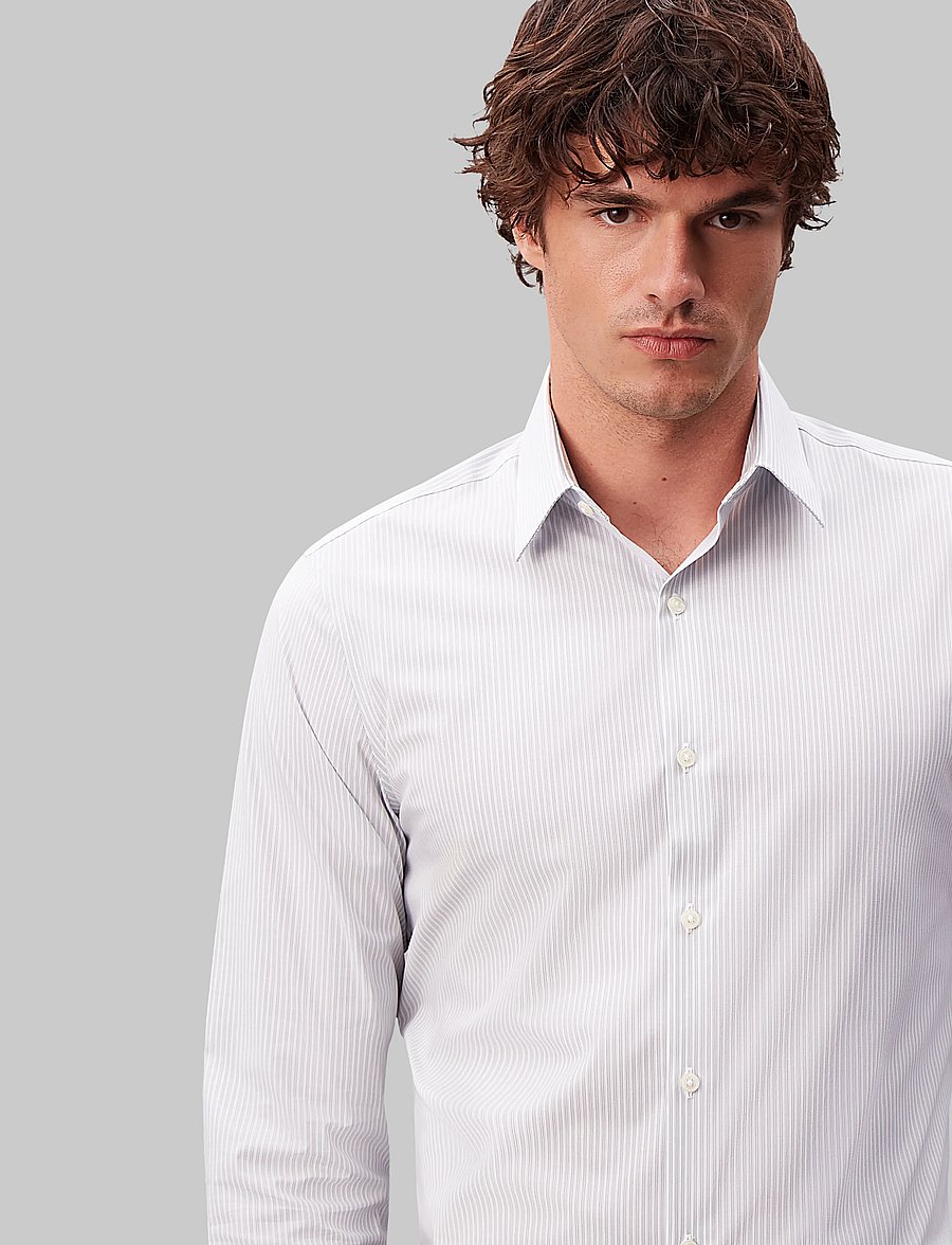 Calvin Klein - SLIM PERF NI STR STP - kostymskjortor - grey multi - 3