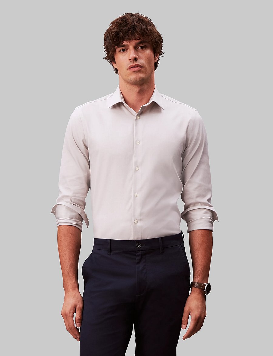 Calvin Klein - SLIM REF CTN STR SLD - formelle skjorter - taupe - 3