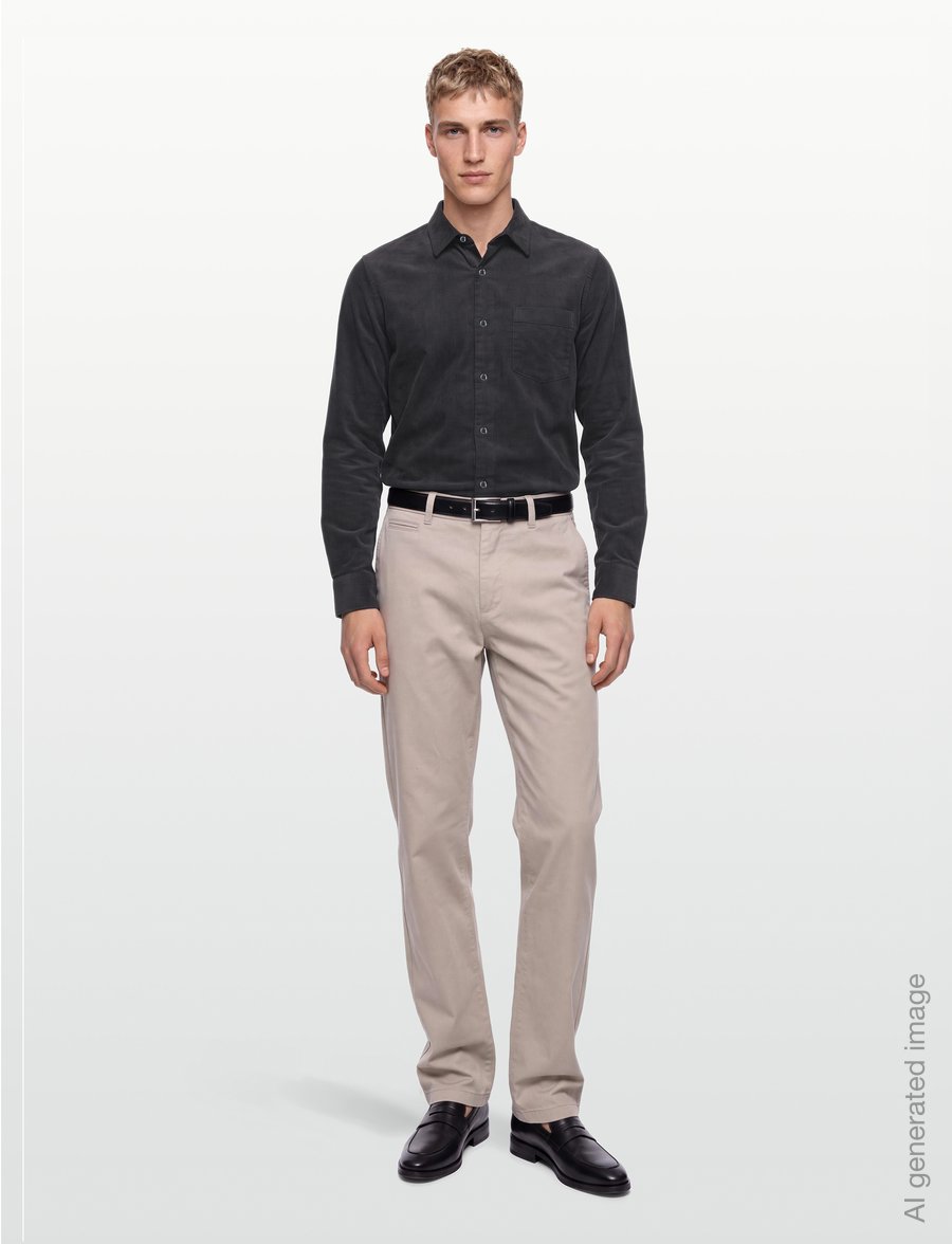 Calvin Klein - SLIM CORD SLD - freizeithemden - grey - 0