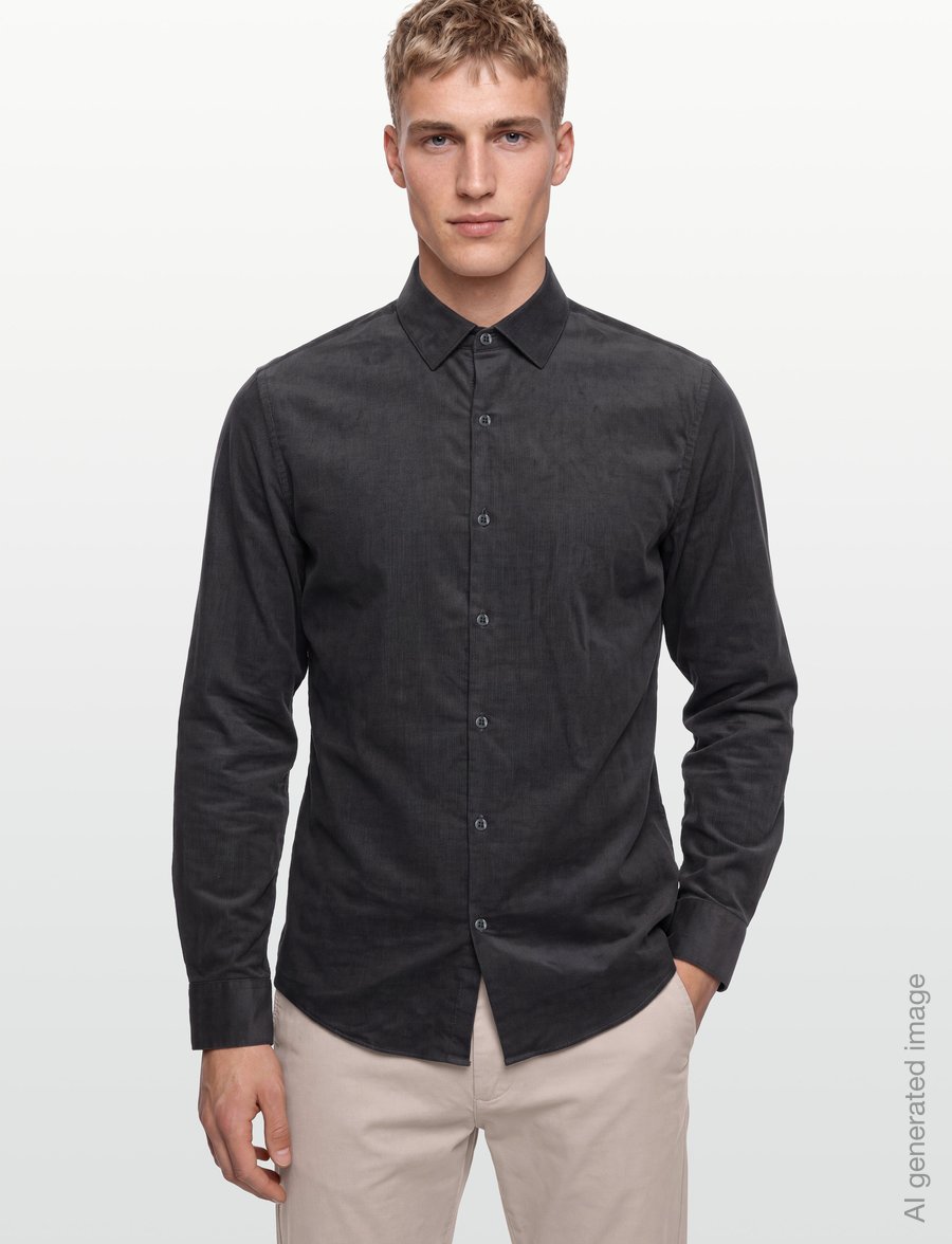 Calvin Klein - SLIM CORD SLD - freizeithemden - grey - 3