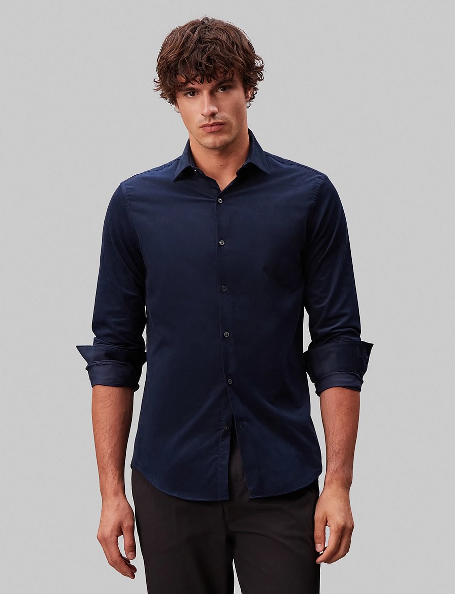 Calvin Klein - SLIM CORD SLD - ikdienas krekli - navy - 3