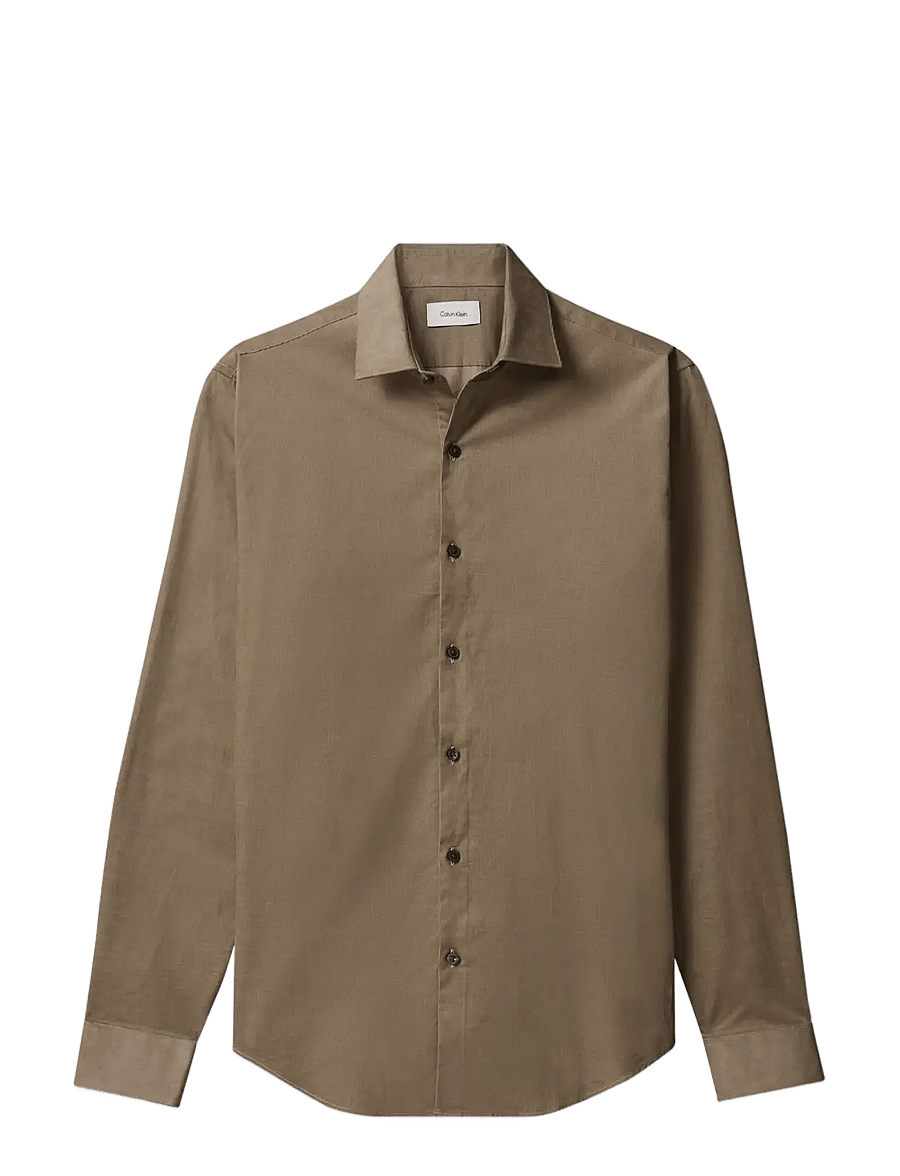 Calvin Klein - SLIM CORD SLD - casual skjorter - shitake - 1