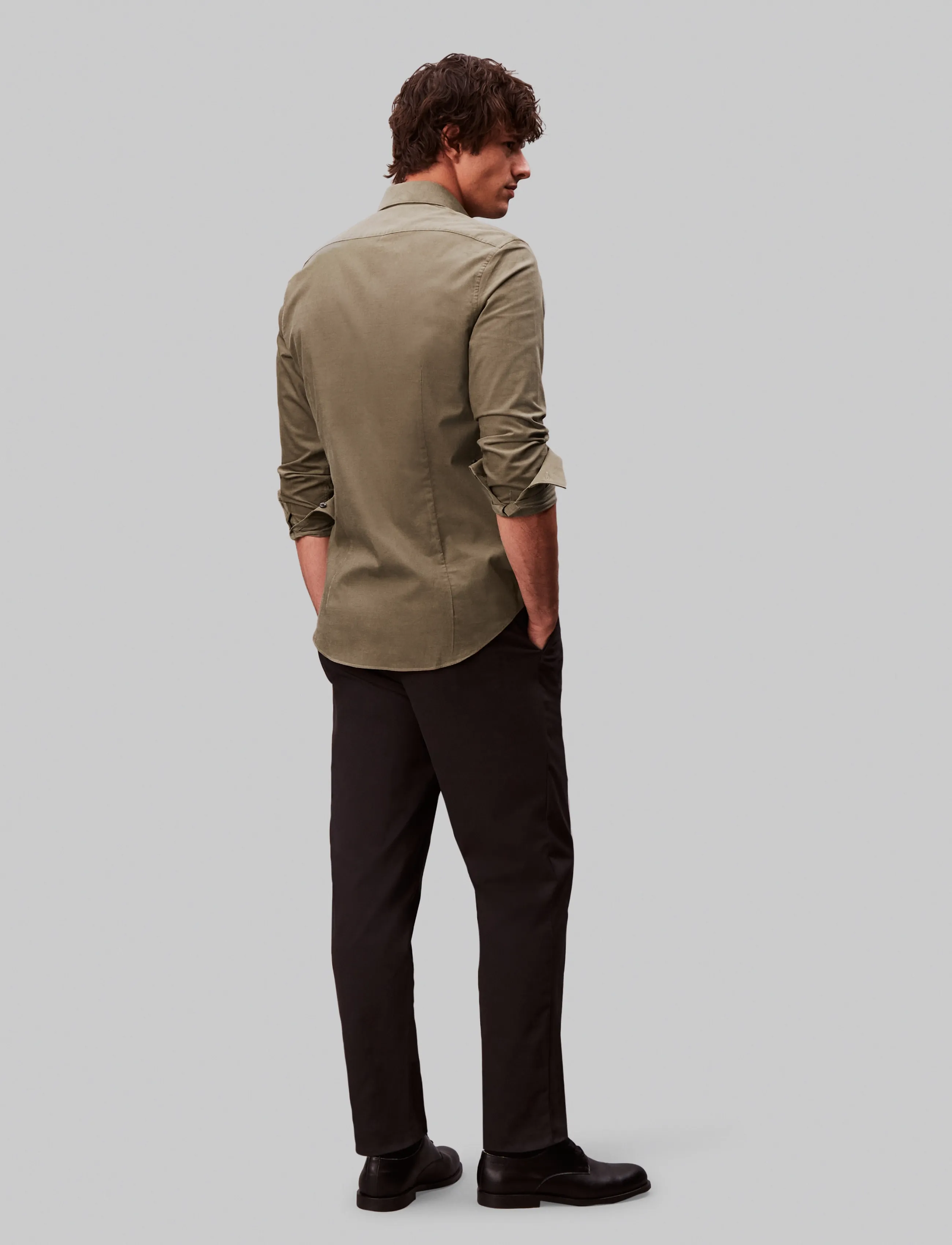 Calvin Klein - SLIM CORD SLD - casual skjorter - shitake - 2