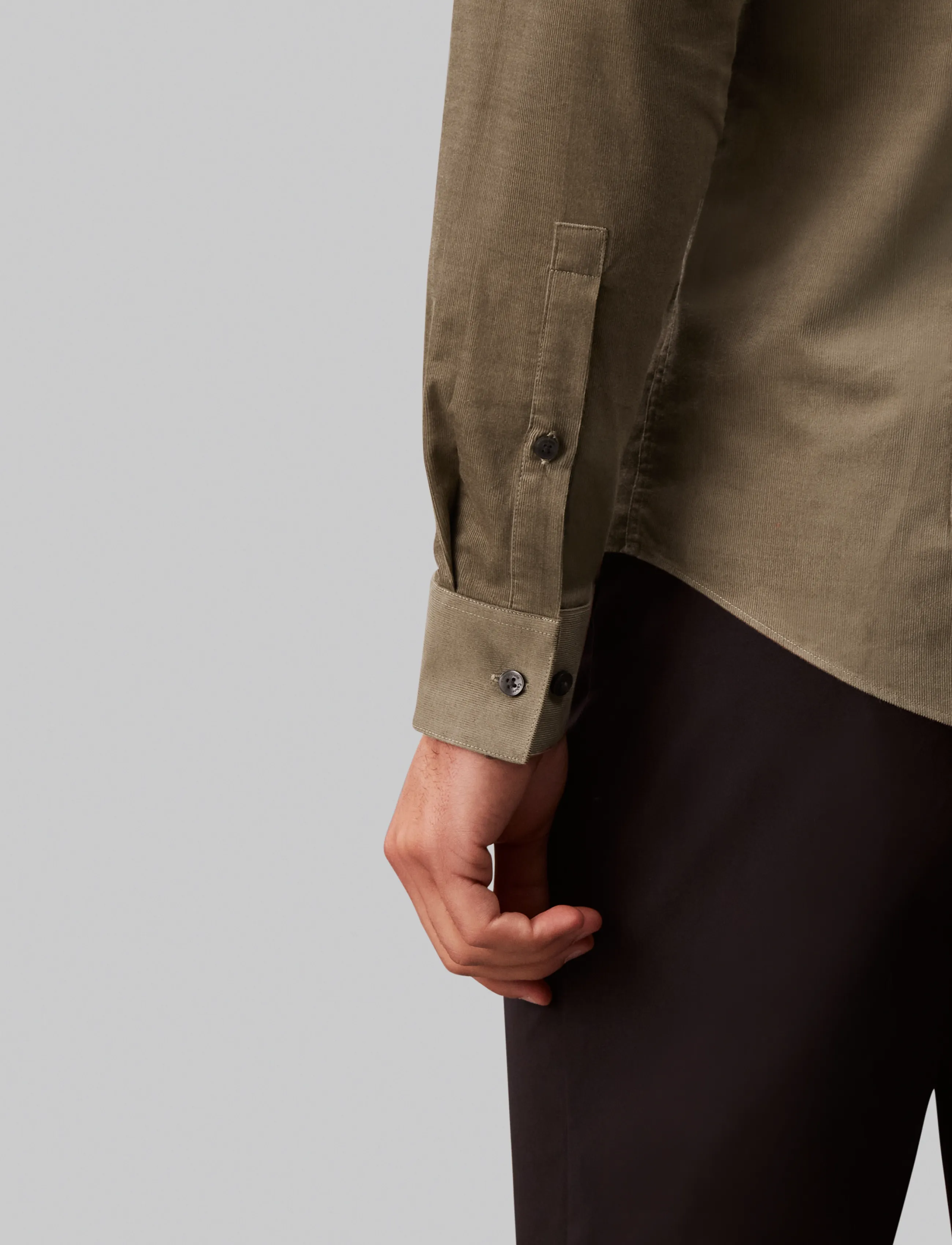 Calvin Klein - SLIM CORD SLD - casual skjorter - shitake - 5