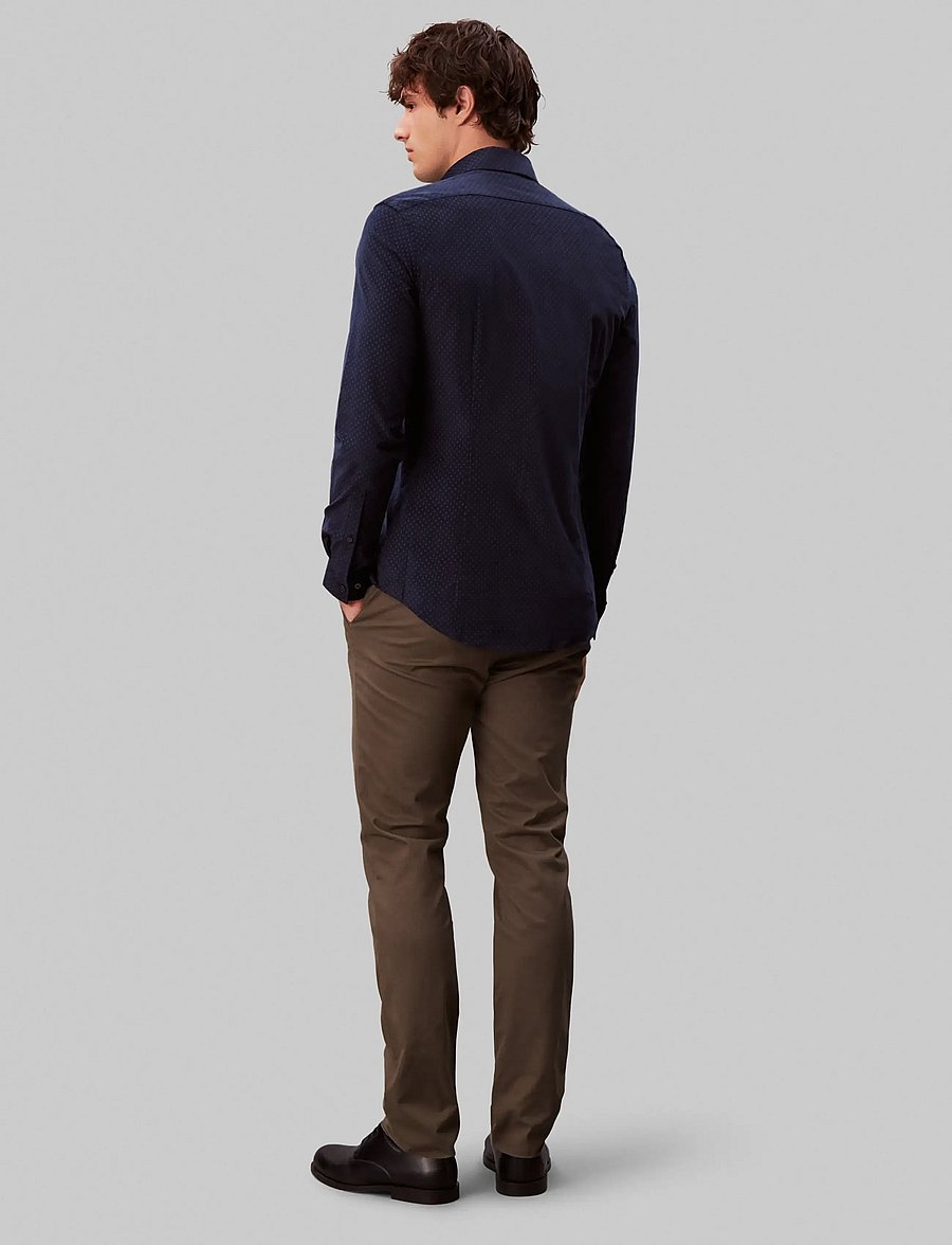 Calvin Klein - SLIM CORD PRT - formelle hemden - navy - 2