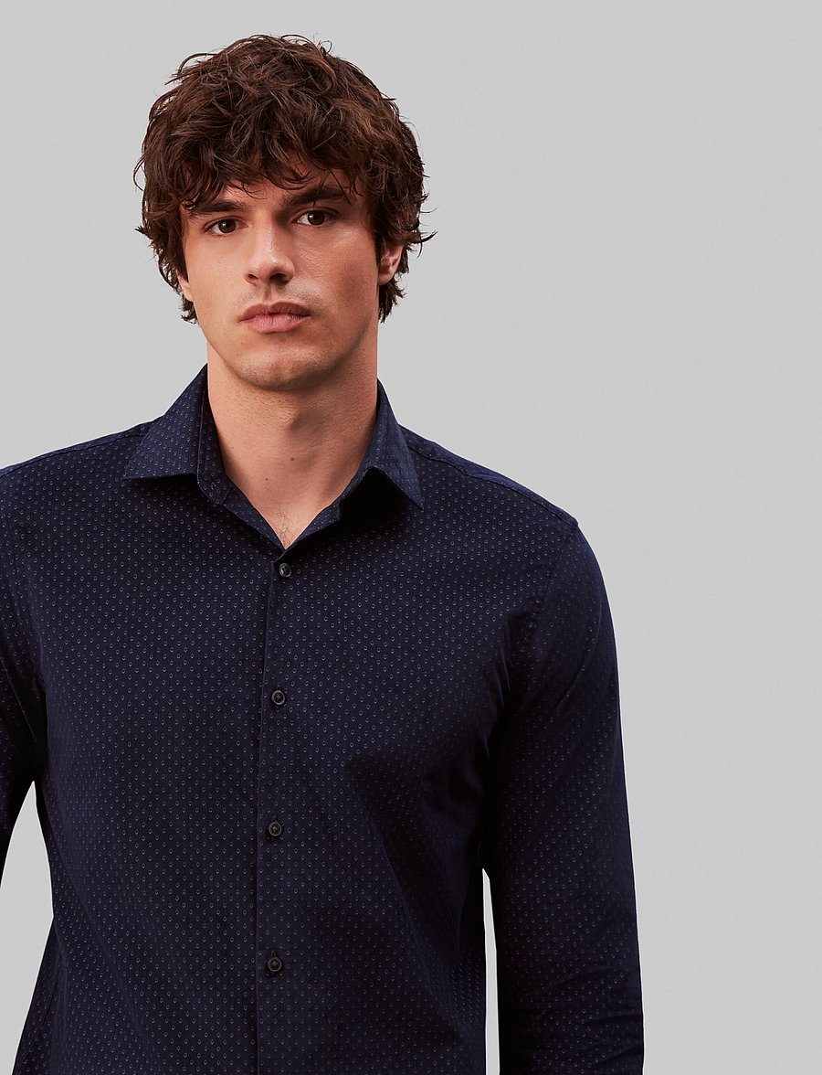 Calvin Klein - SLIM CORD PRT - formelle hemden - navy - 4