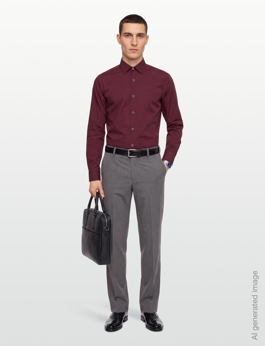 Calvin Klein - SLIM ESNTL POPLIN STR SLD - kostymskjortor - tawny port - 0