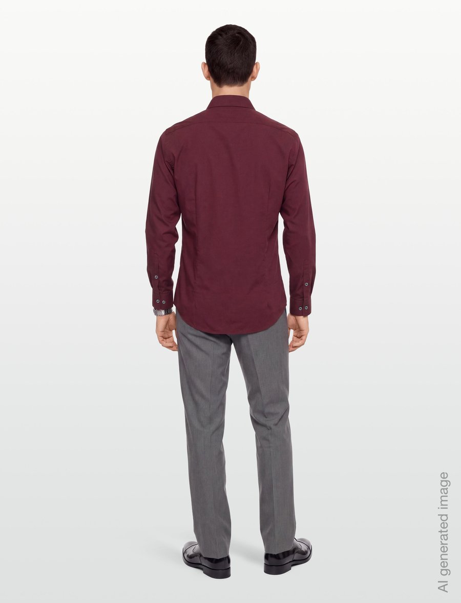Calvin Klein - SLIM ESNTL POPLIN STR SLD - kostymskjortor - tawny port - 4