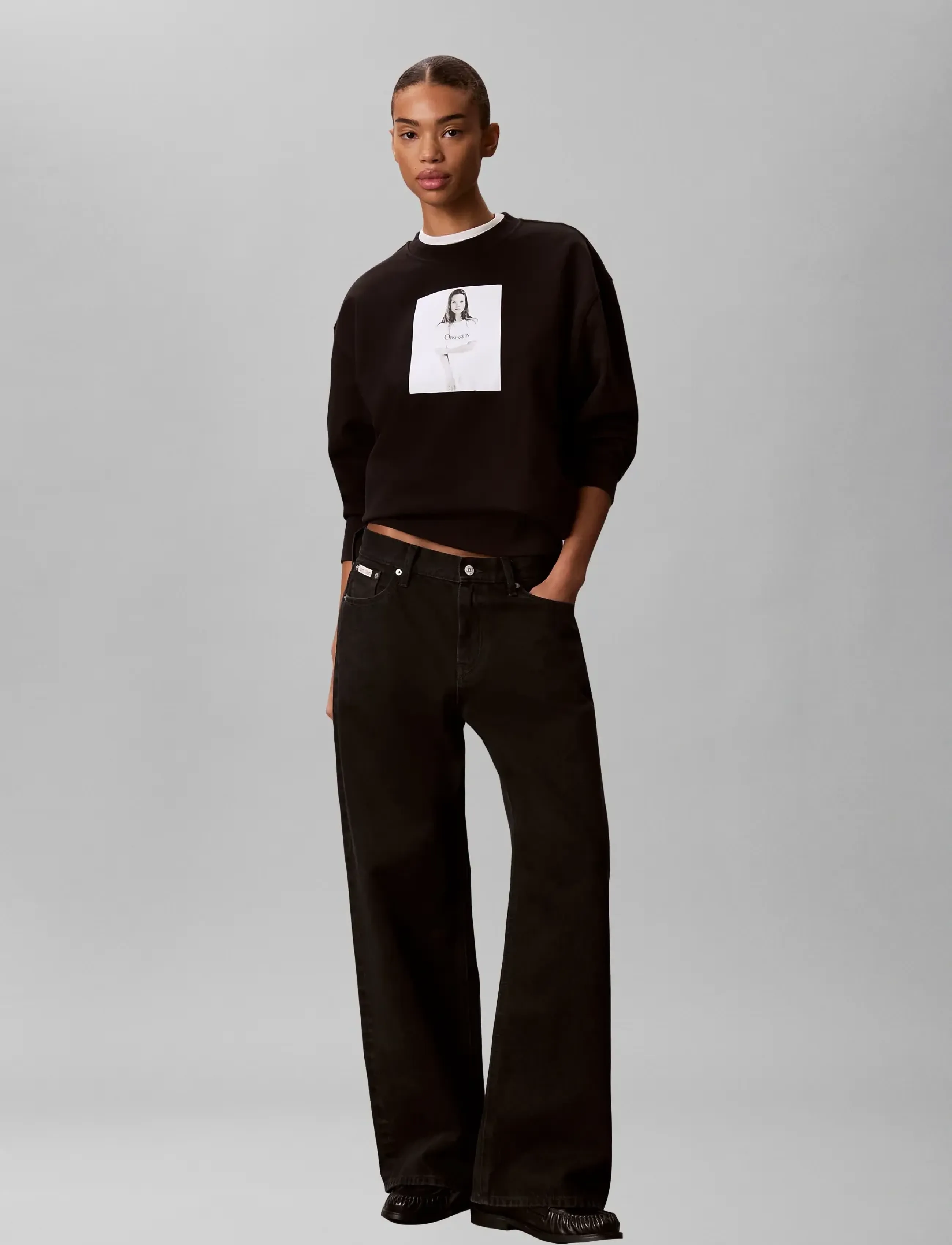 Calvin Klein Kate Obsession Boyfriend Sweatsh, Kvinder, Boyfriend Sweatshirt, Sort, Str: XXS