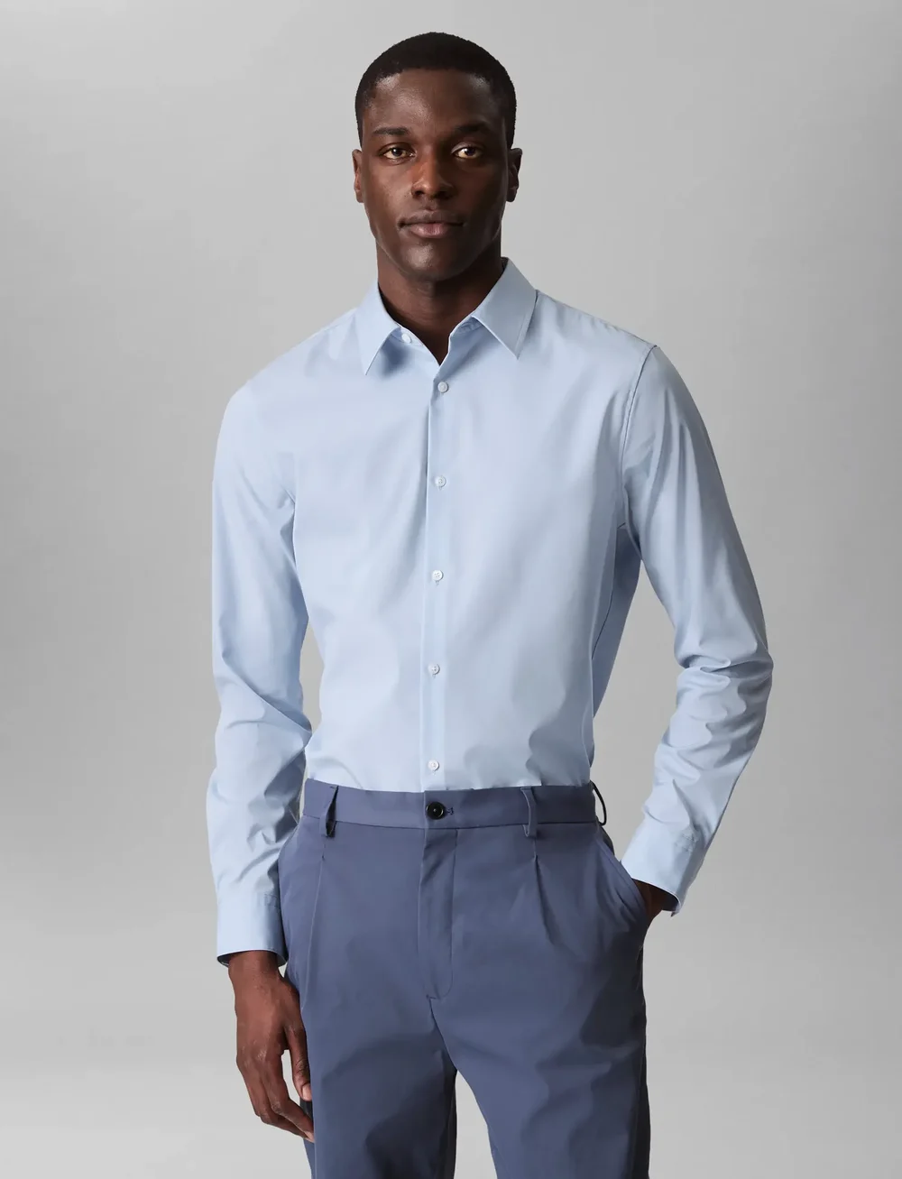 Calvin Klein - LS SOLID SUPIMA STRETCH SLIM SHI - formelle hemden - niagara mist - 0