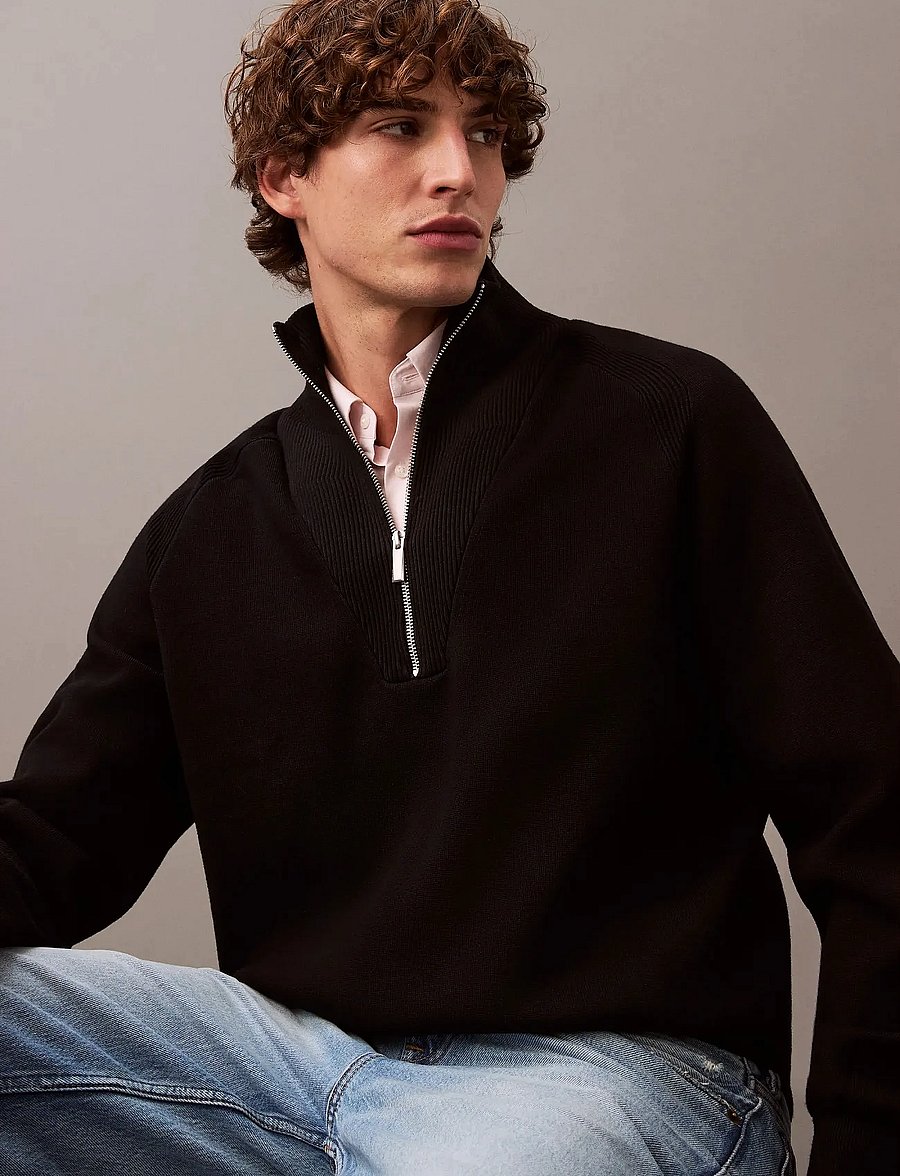 Calvin Klein - LS CK TECH KNIT QZ SWEATER 14GG - pullover mit halbem reißverschluss - black - 2
