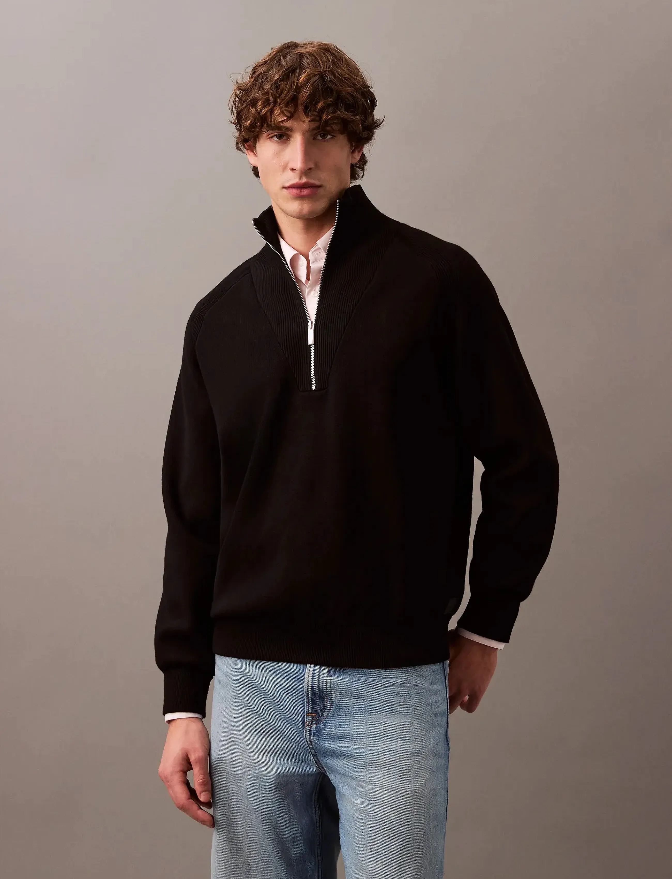 Calvin Klein - LS CK TECH KNIT QZ SWEATER 14GG - pullover mit halbem reißverschluss - black - 5