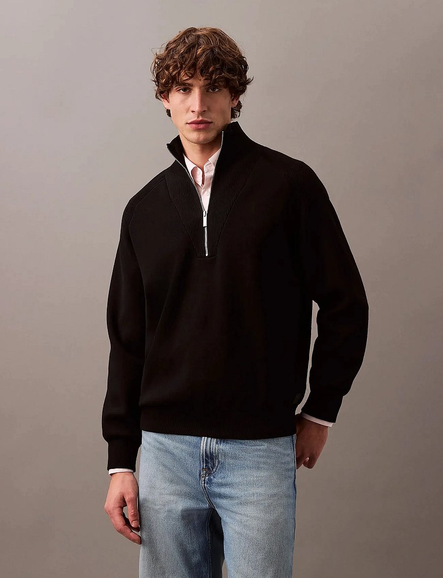 Calvin Klein - LS CK TECH KNIT QZ SWEATER 14GG - pullover mit halbem reißverschluss - black - 5