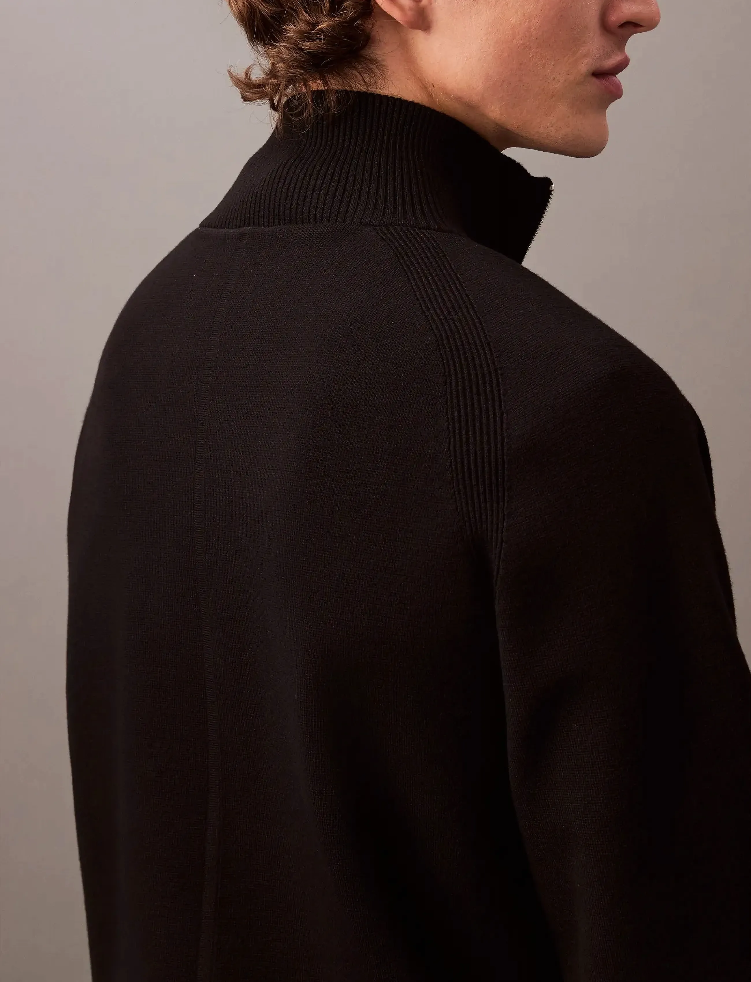 Calvin Klein LS CK TECH KNIT QZ SWEATER 14GG - Streetstyle - BLACK / black